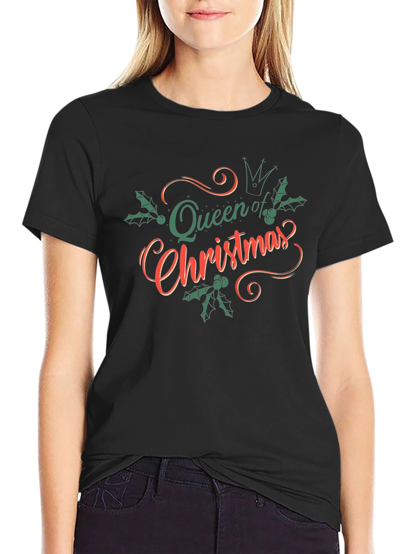 Queen of Christmas Black Graphic Tee