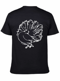 Black T-Shirt with Peacock Graphic