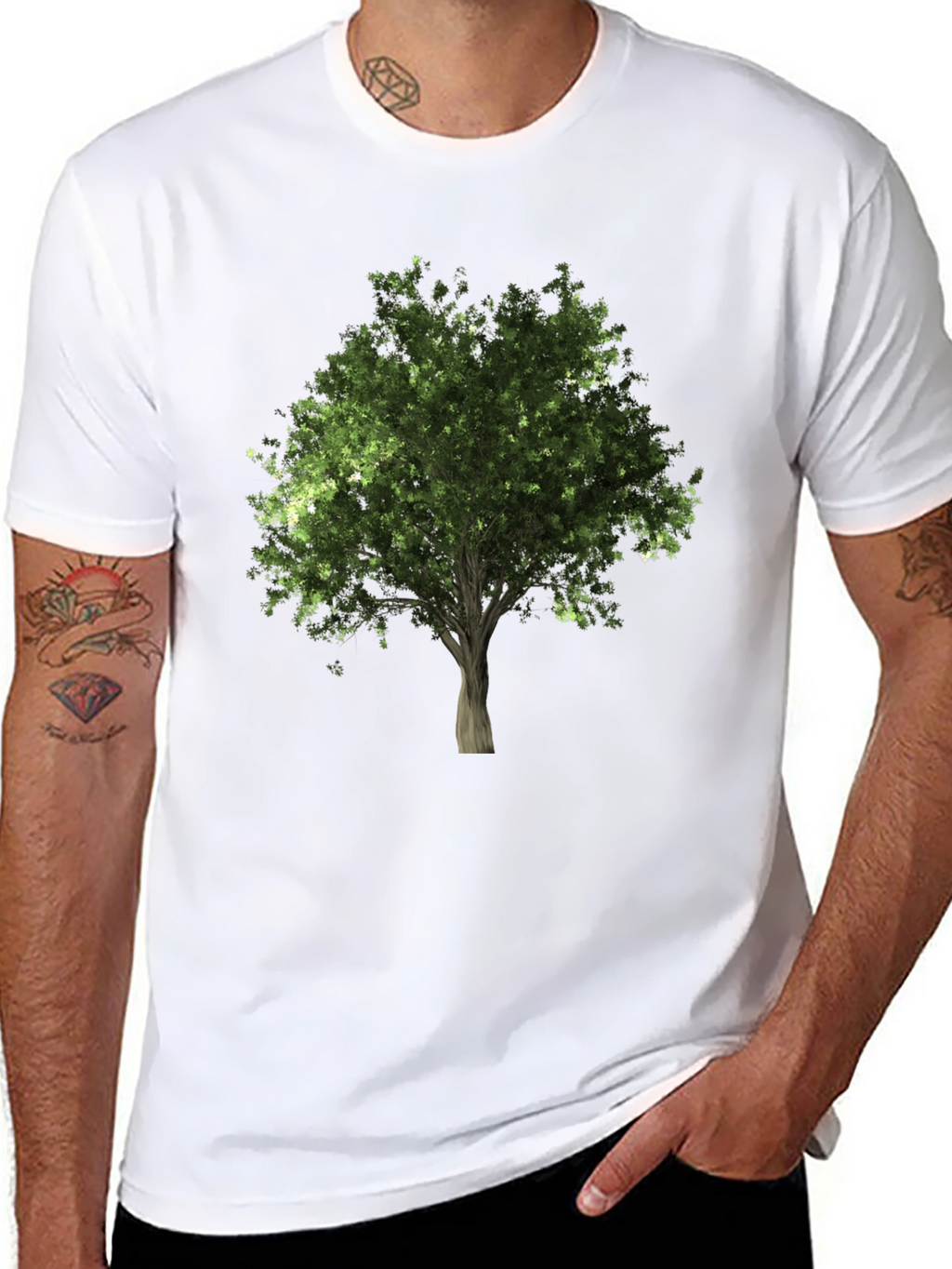 Nature Tree Graphic Print Black T-Shirt