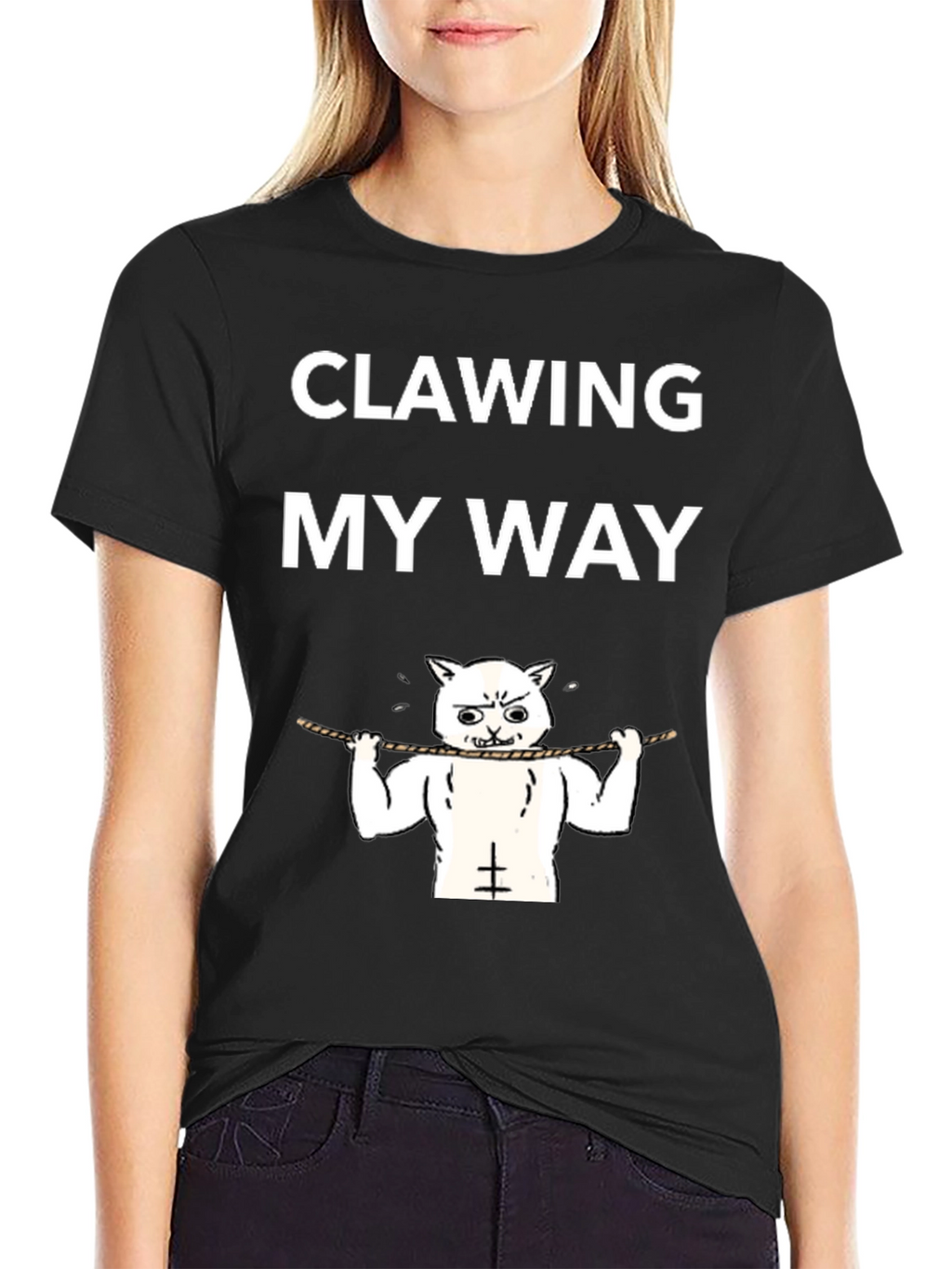 Clawing My Way Funny Cat Gym T-Shirt