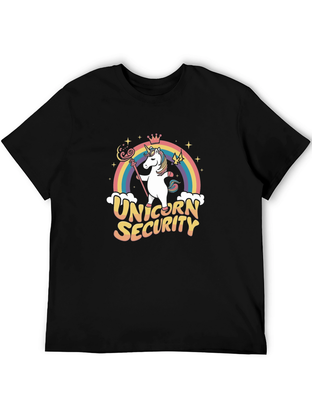 Unicorn Security Black Cotton Graphic Tee