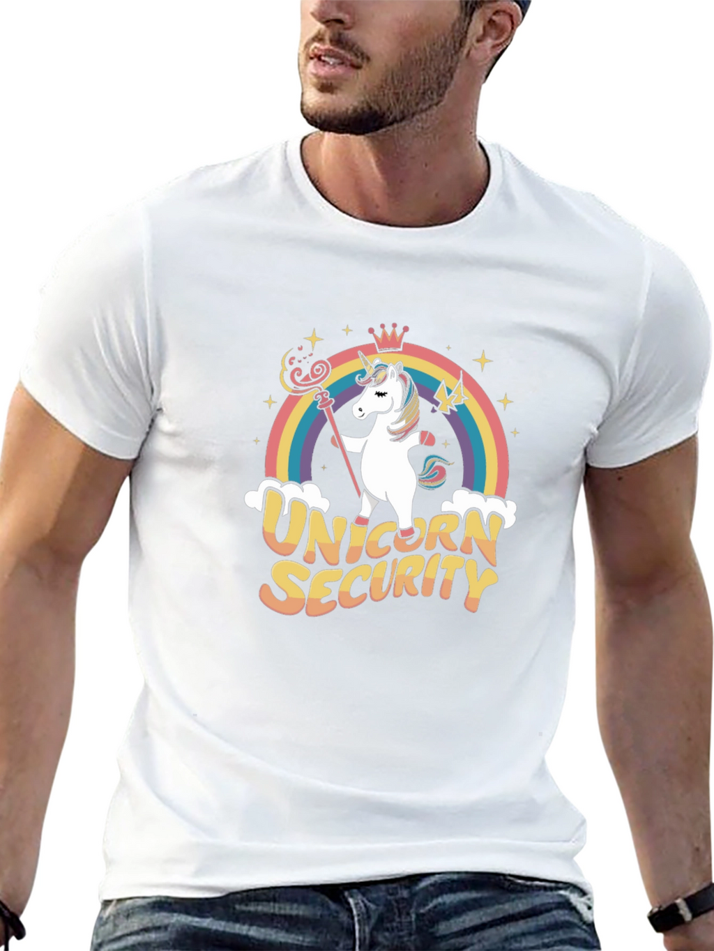 Unicorn Security Black Cotton Graphic Tee