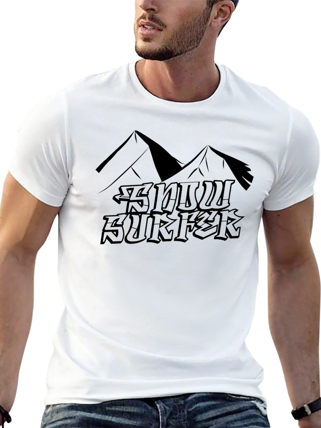 Snow Surfer Graphic Tee - Mountain Design