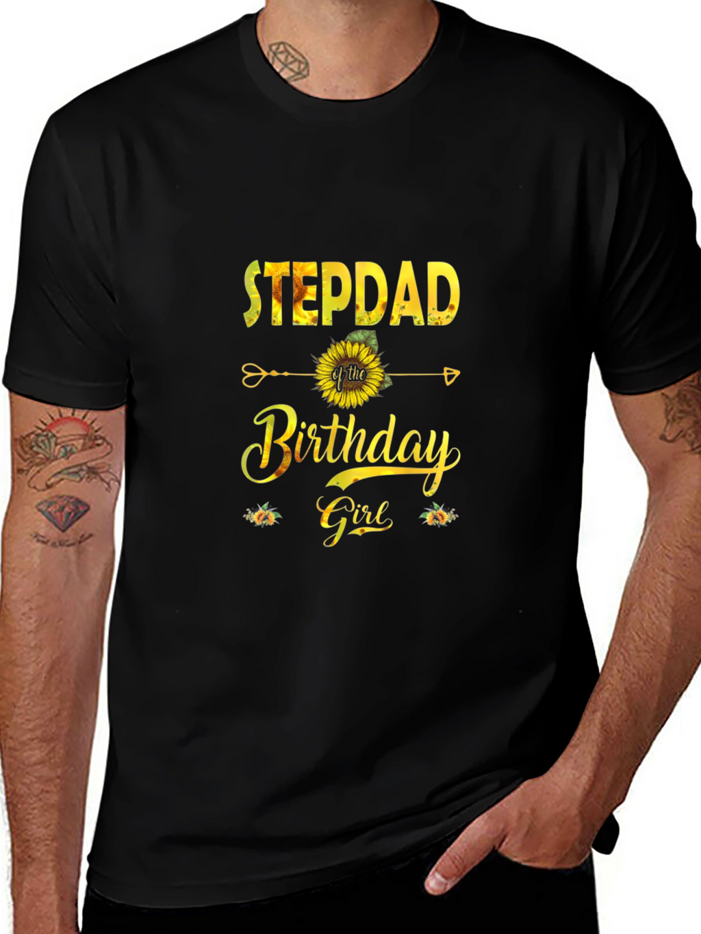 Stepdad of the Birthday Girl Sunflower Graphic Tee