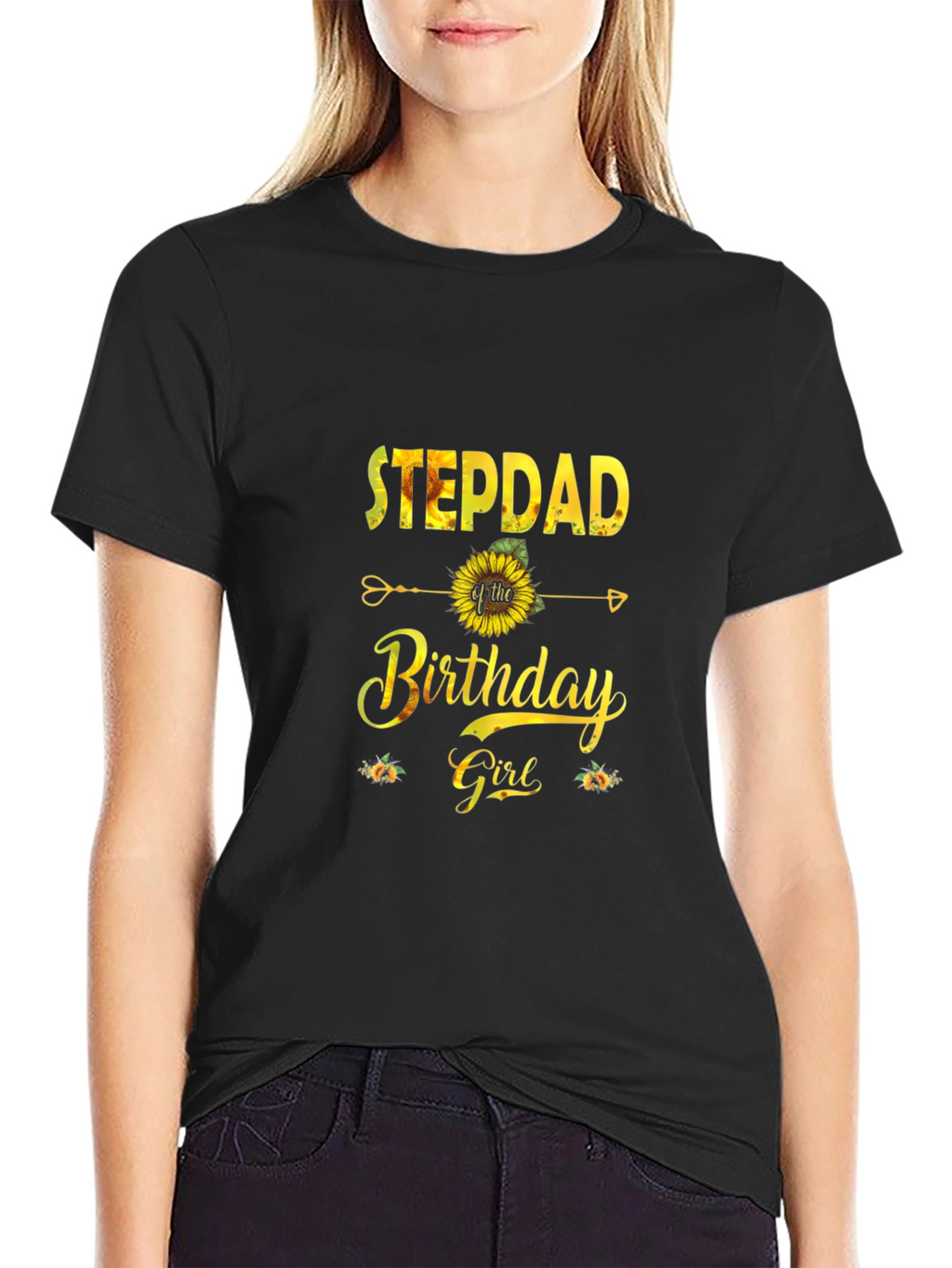 Stepdad of the Birthday Girl Sunflower Graphic Tee