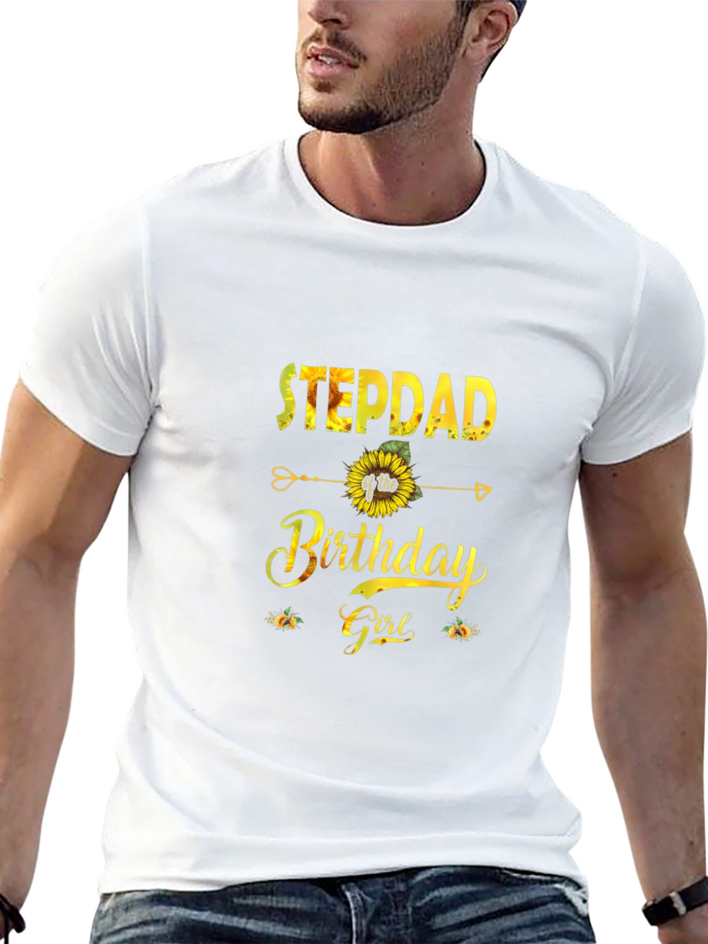 Stepdad of the Birthday Girl Sunflower Graphic Tee