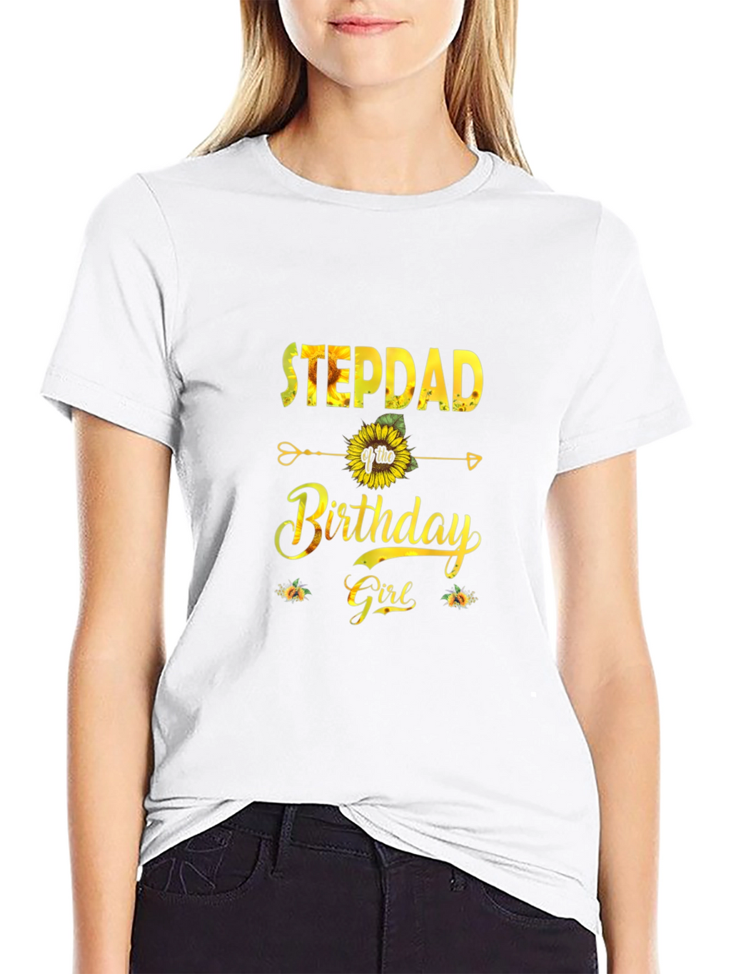 Stepdad of the Birthday Girl Sunflower Graphic Tee