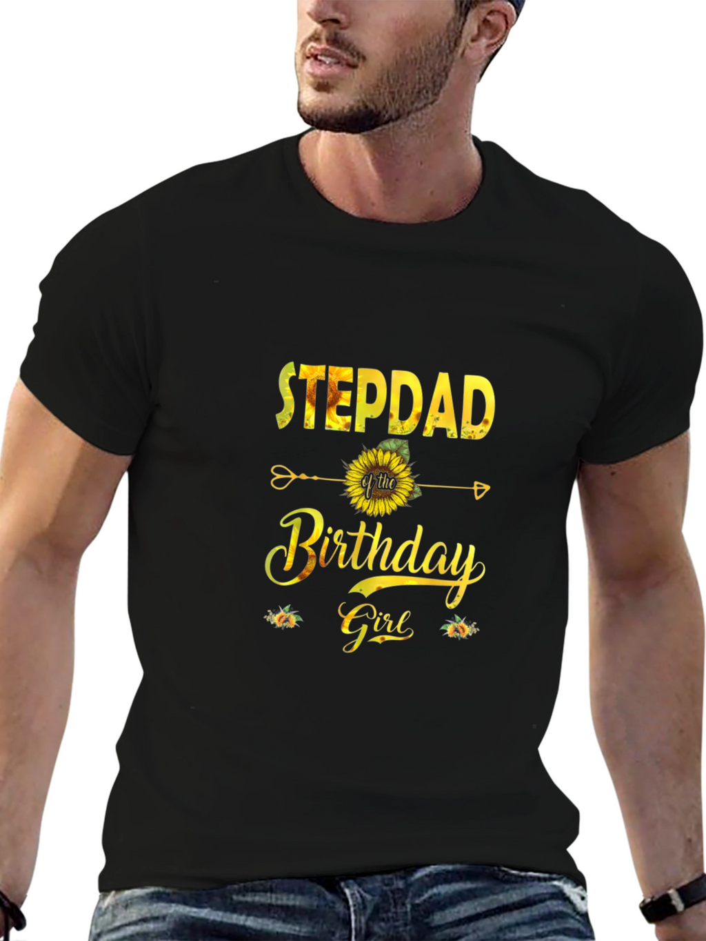 Stepdad of the Birthday Girl Sunflower Graphic Tee