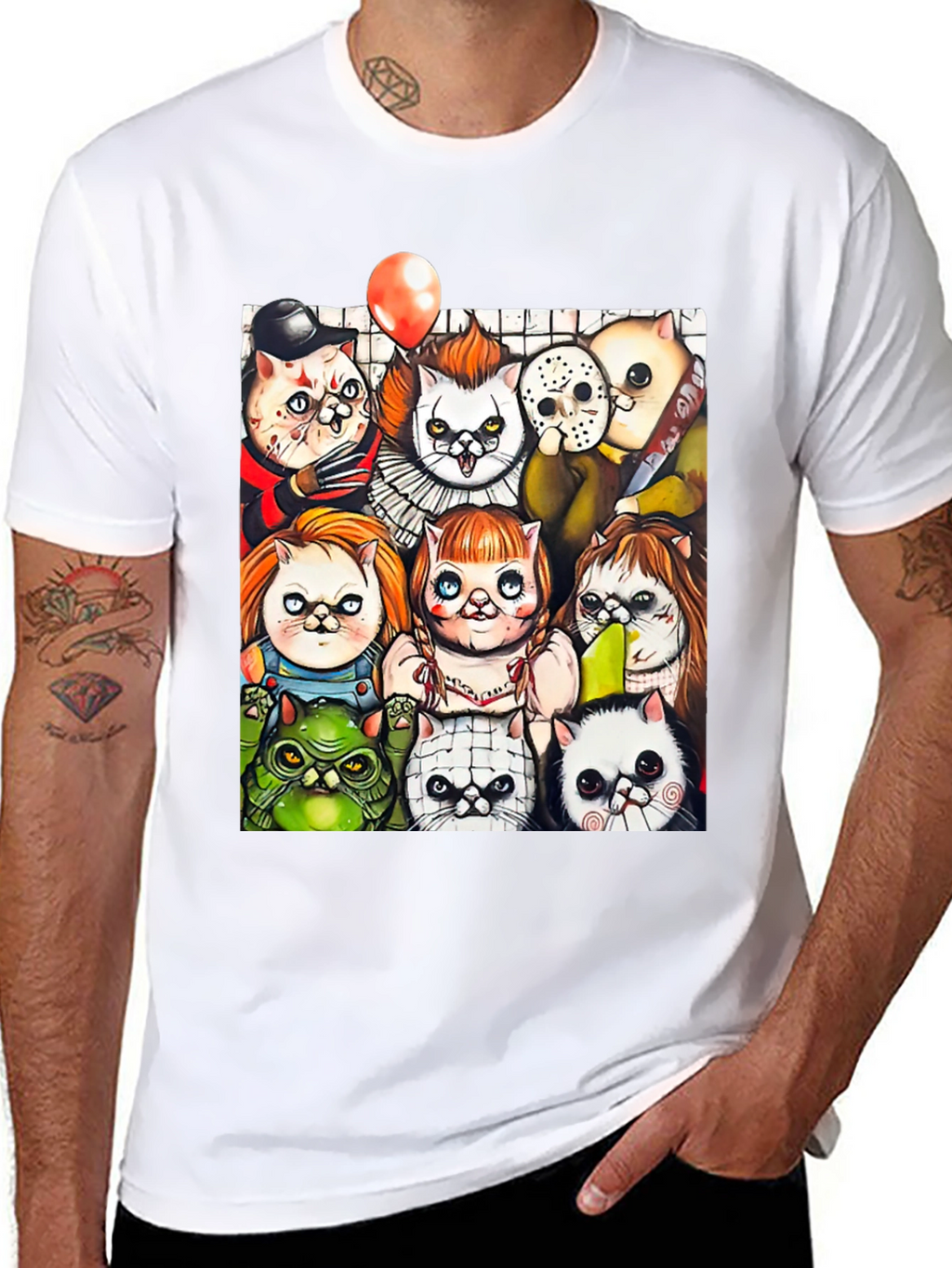 Horror Movie Cats Black T-Shirt