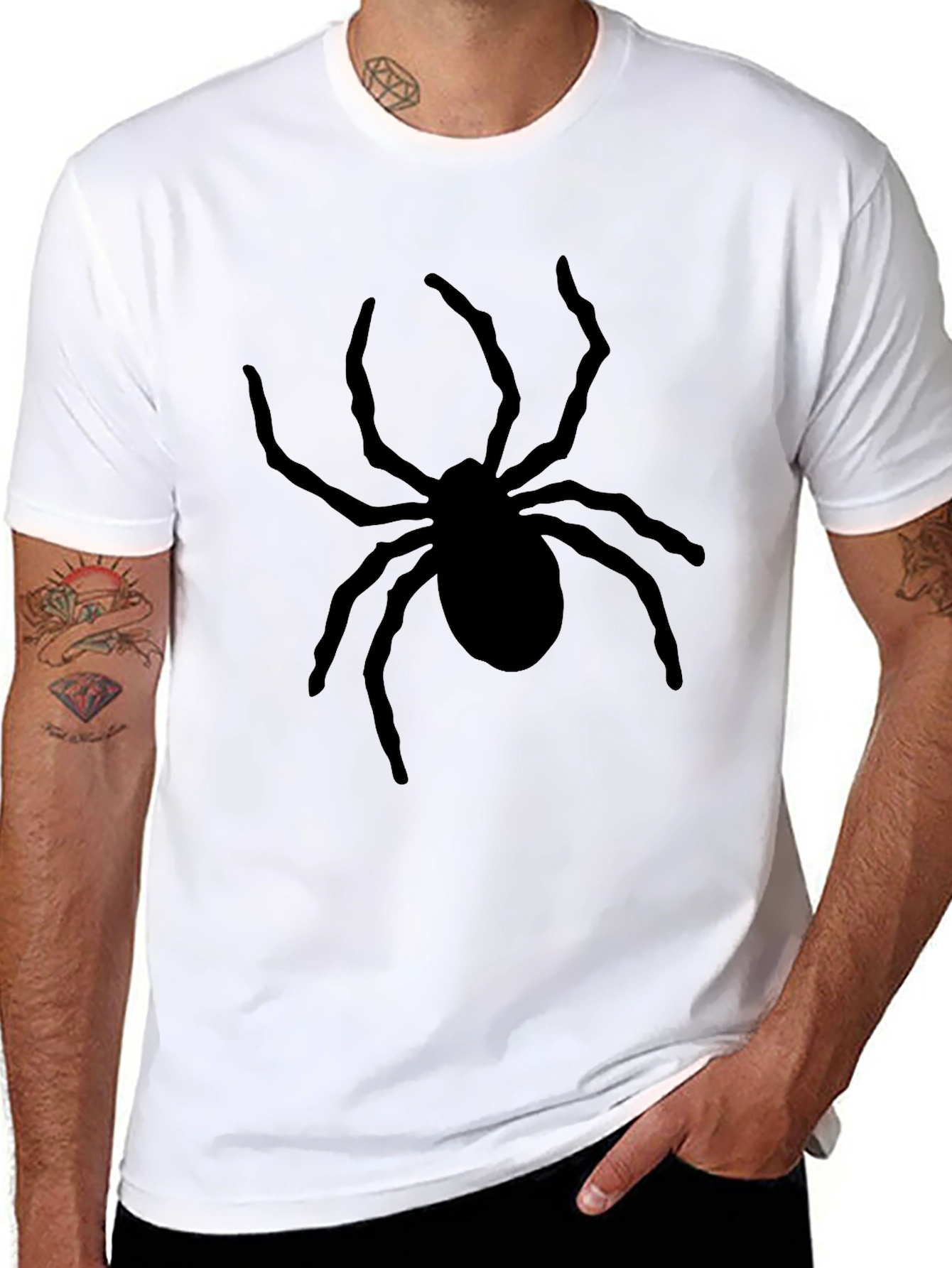 Spider Graphic Print Black T-Shirt