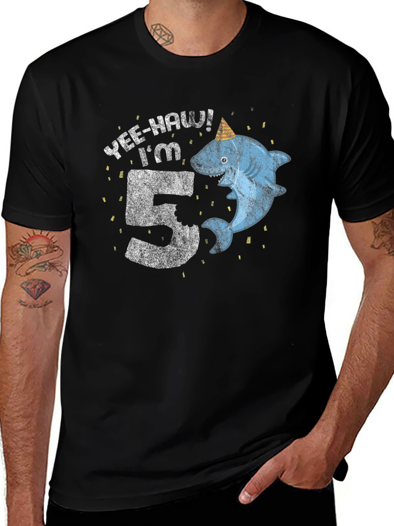 Yee-Haw Im 5 Shark Birthday Tee