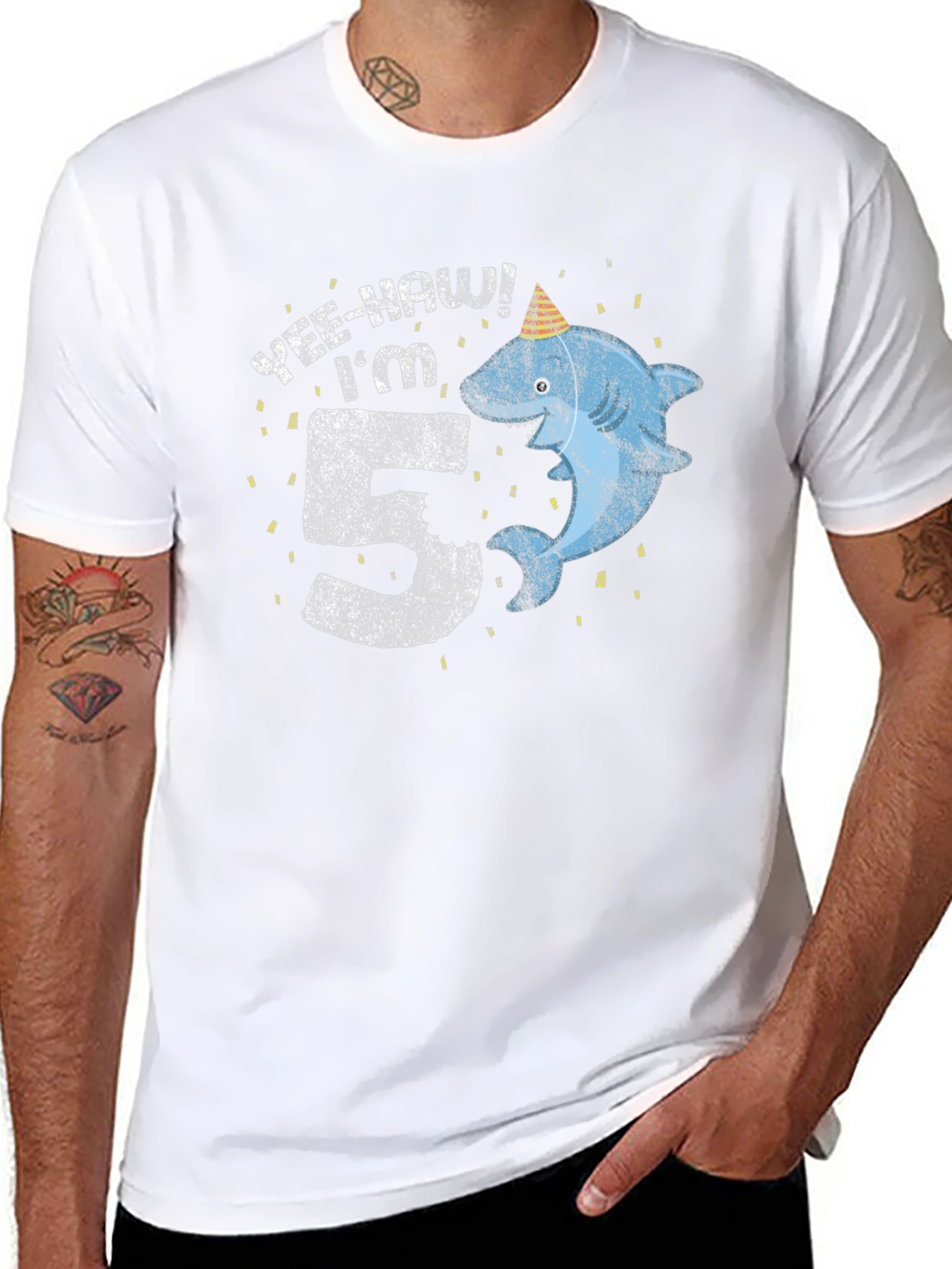 Yee-Haw Im 5 Shark Birthday Tee