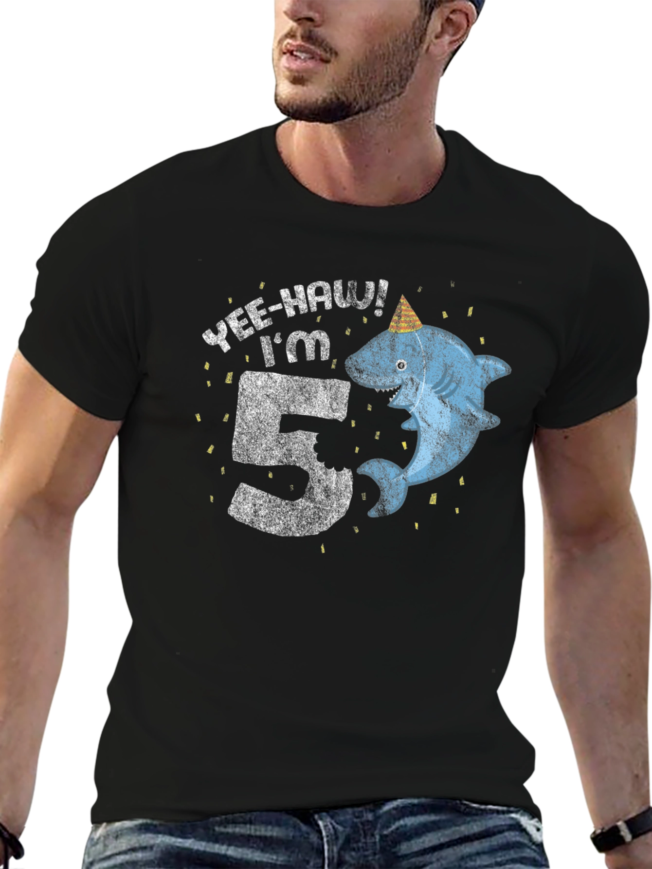 Yee-Haw Im 5 Shark Birthday Tee