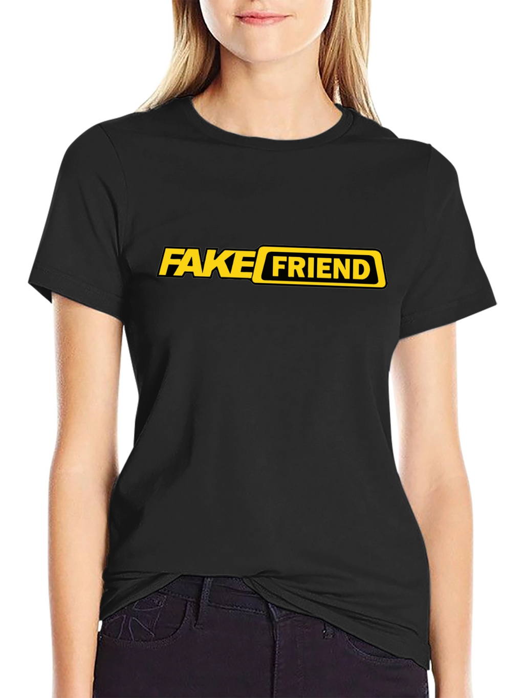 Fake Friend Graphic Tee - Trendy Sarcastic Black T-Shirt