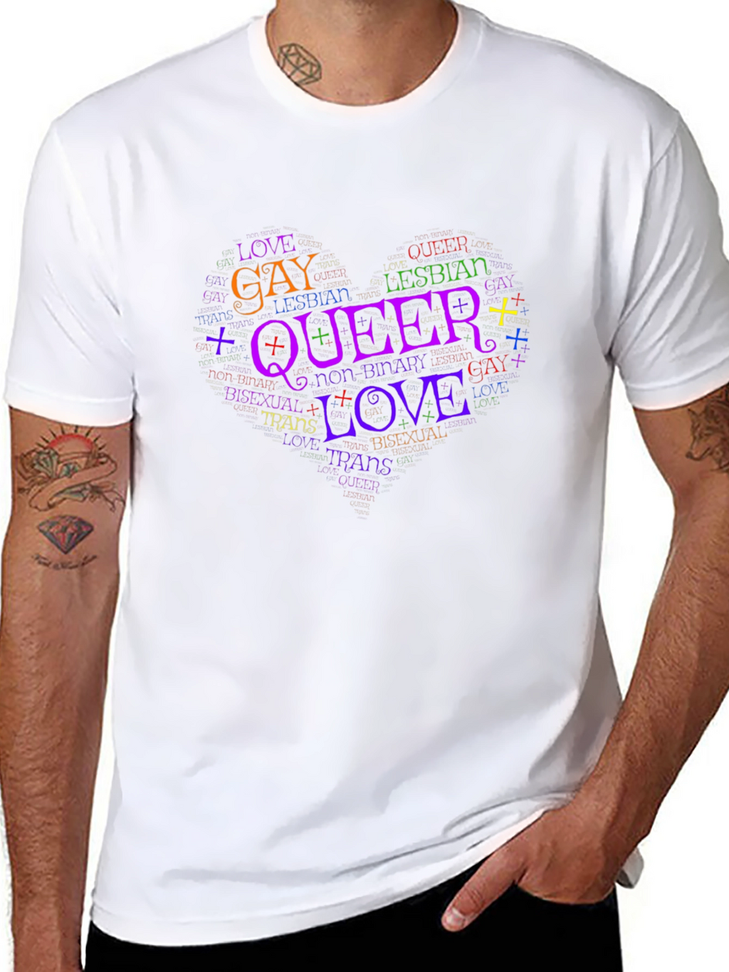 LGBTQ+ Pride Love Queer Word Art T-Shirt