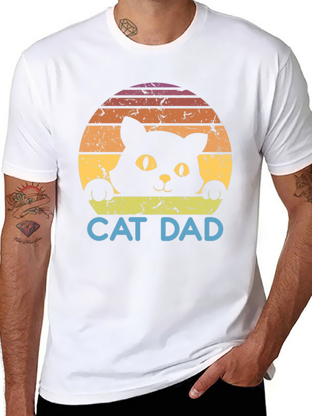 Cat Dad Retro Graphic T-Shirt