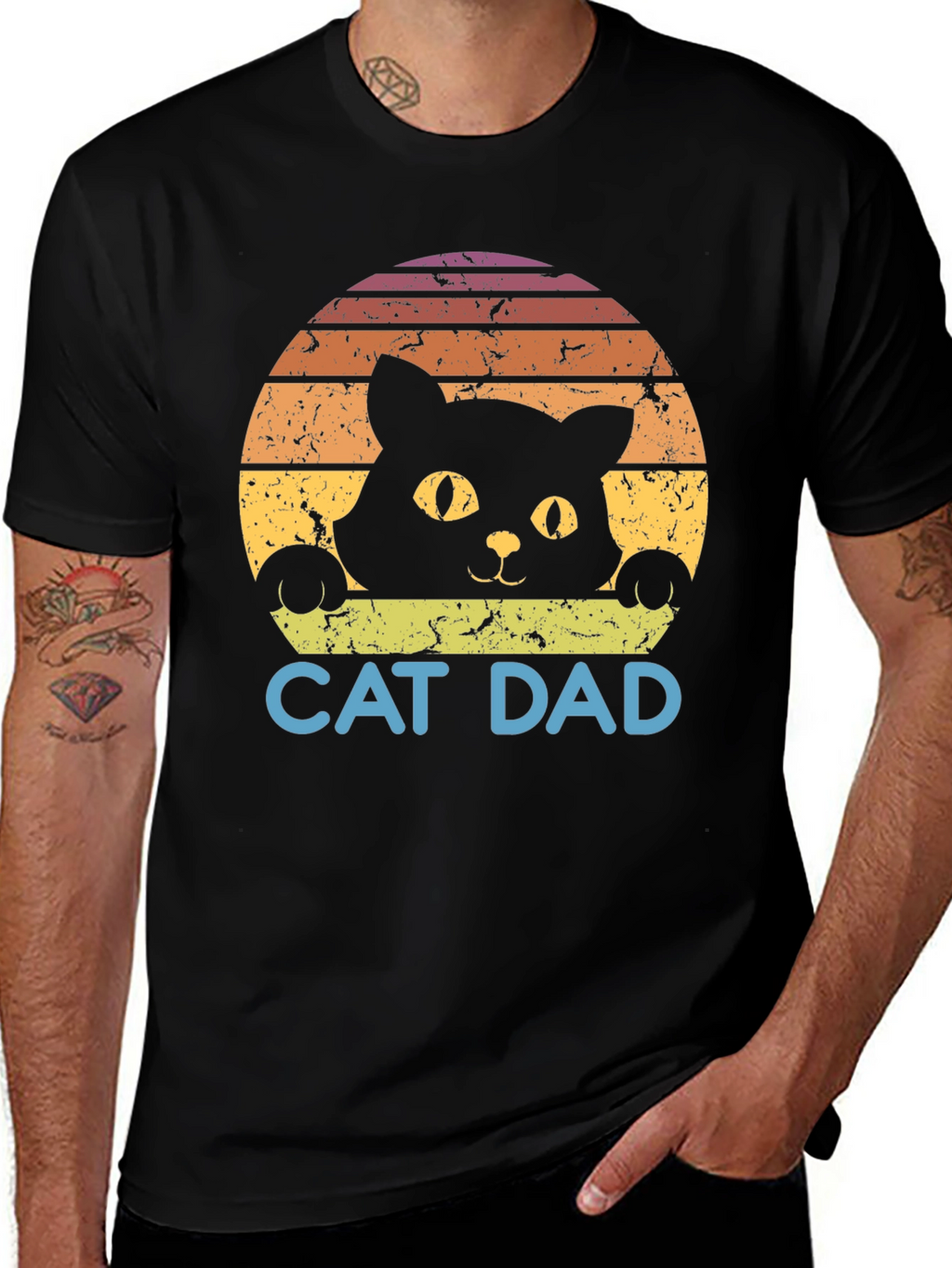 Cat Dad Retro Graphic T-Shirt