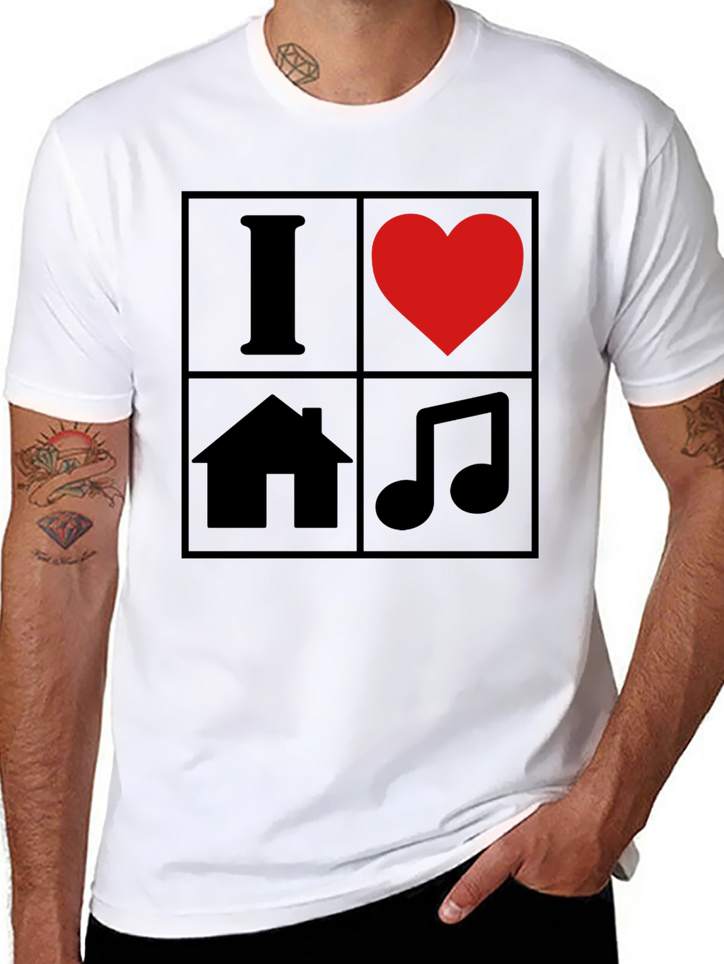 I Love House Music T-Shirt - Black Graphic Tee