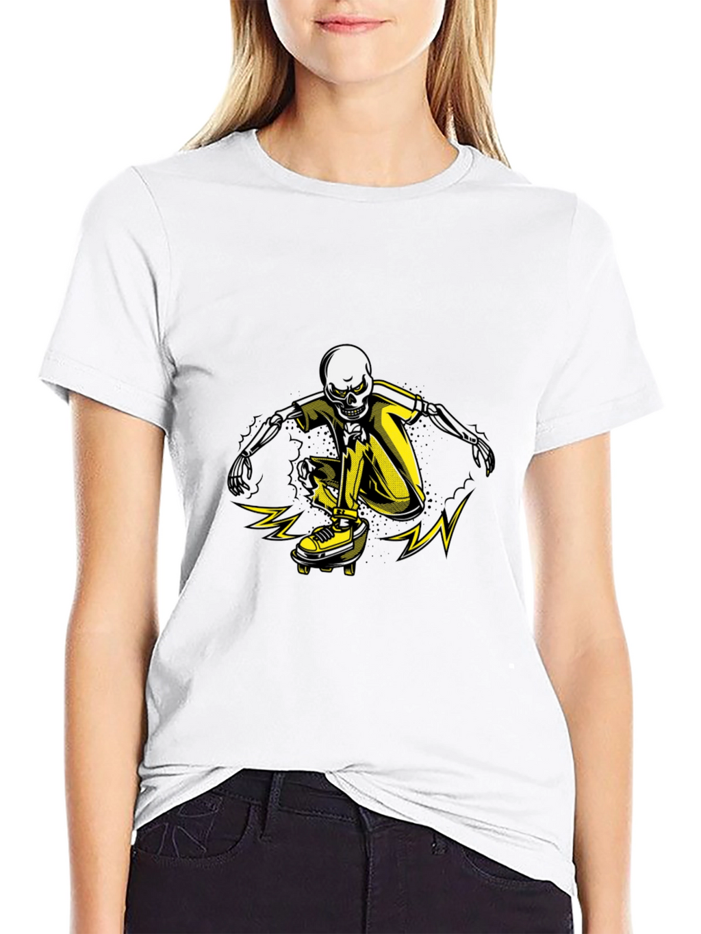Skeleton Skateboarder Graphic T-Shirt - Black