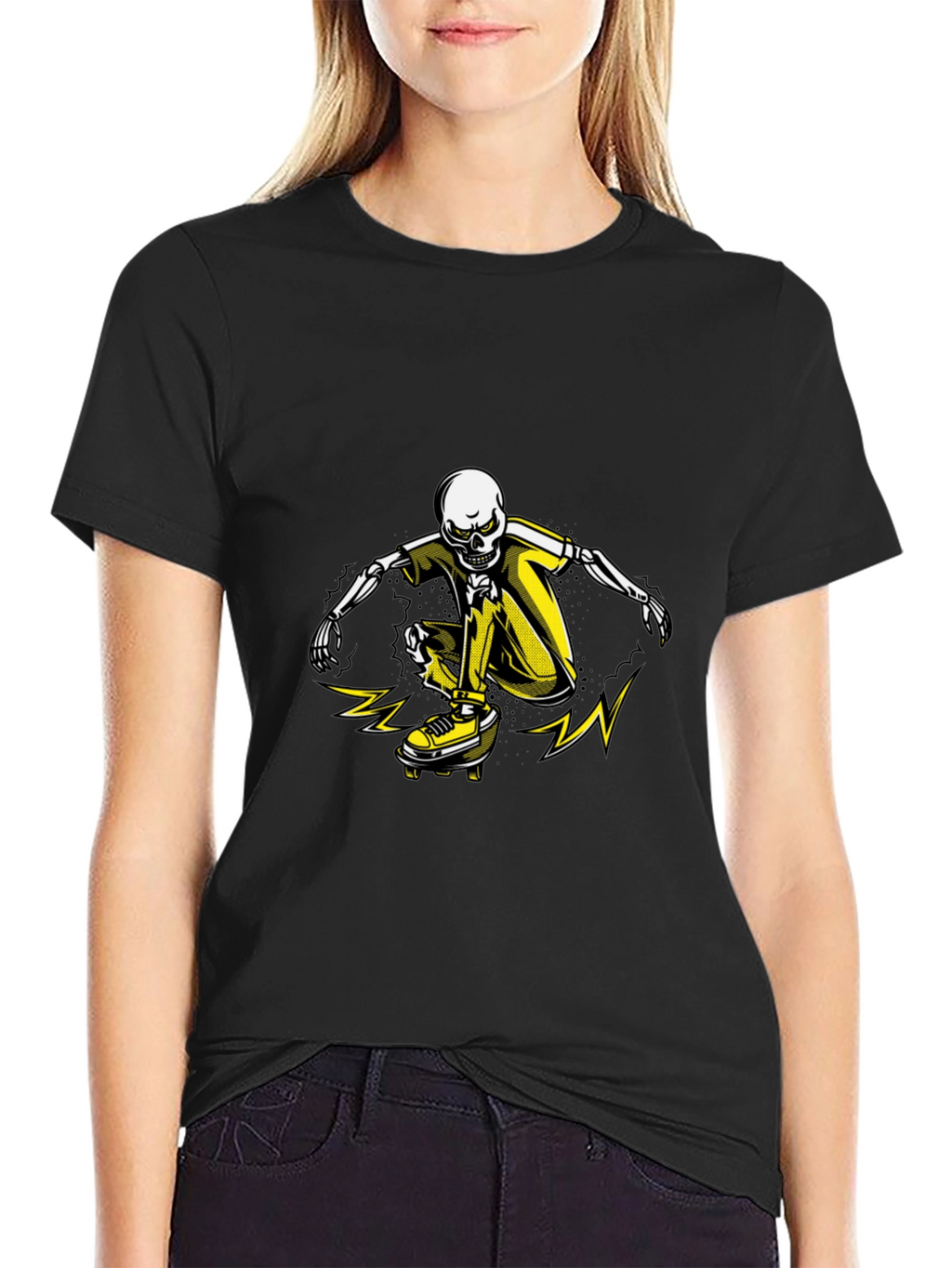 Skeleton Skateboarder Graphic T-Shirt - Black
