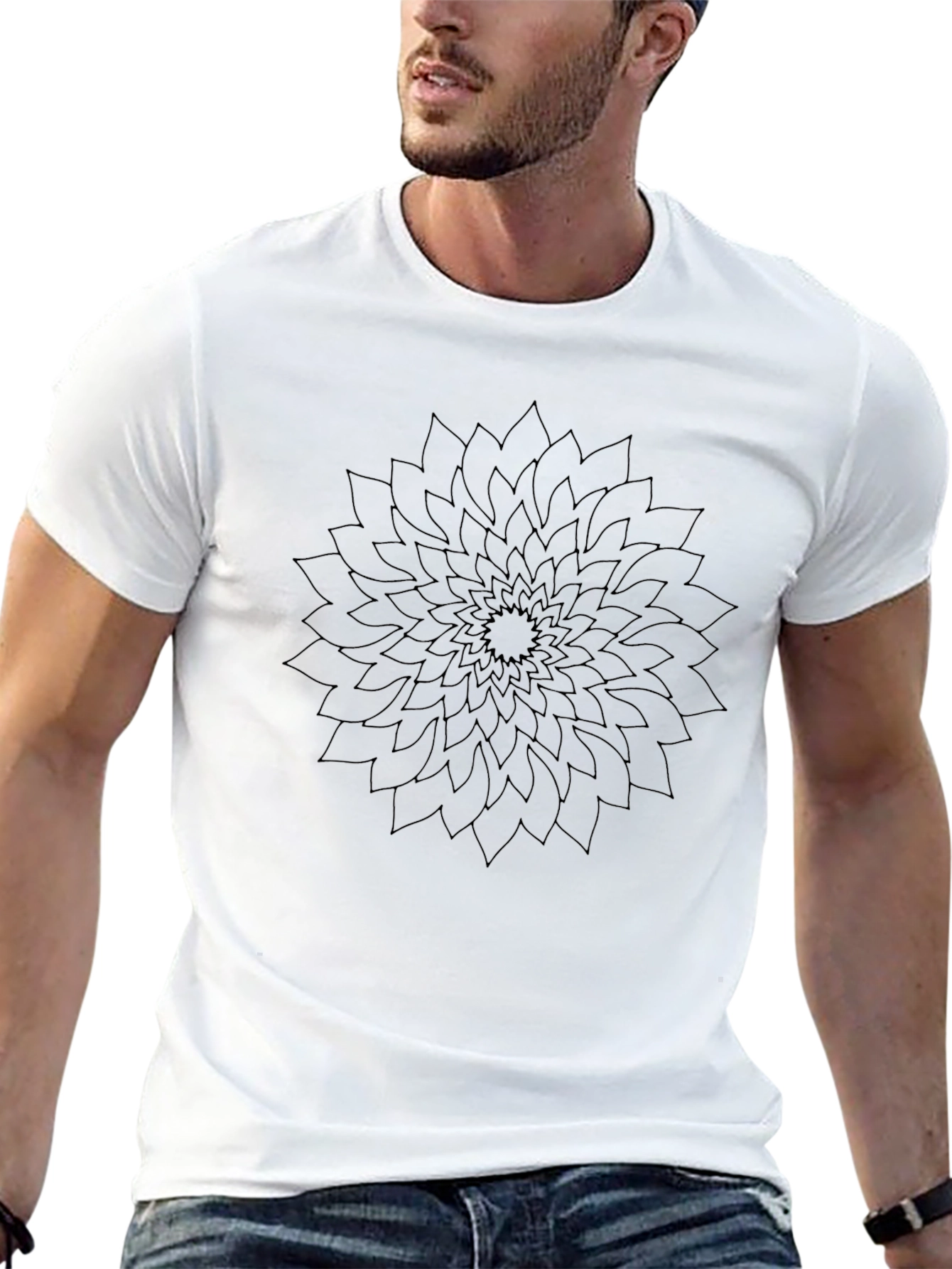 Black Floral Mandala Graphic T-Shirt