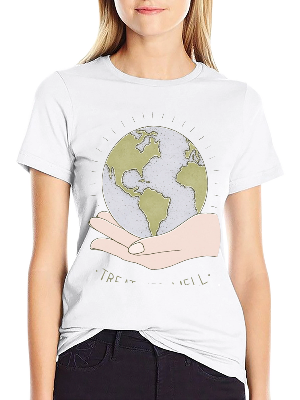 Treat Well Earth Graphic Tee - Black Cotton Blend