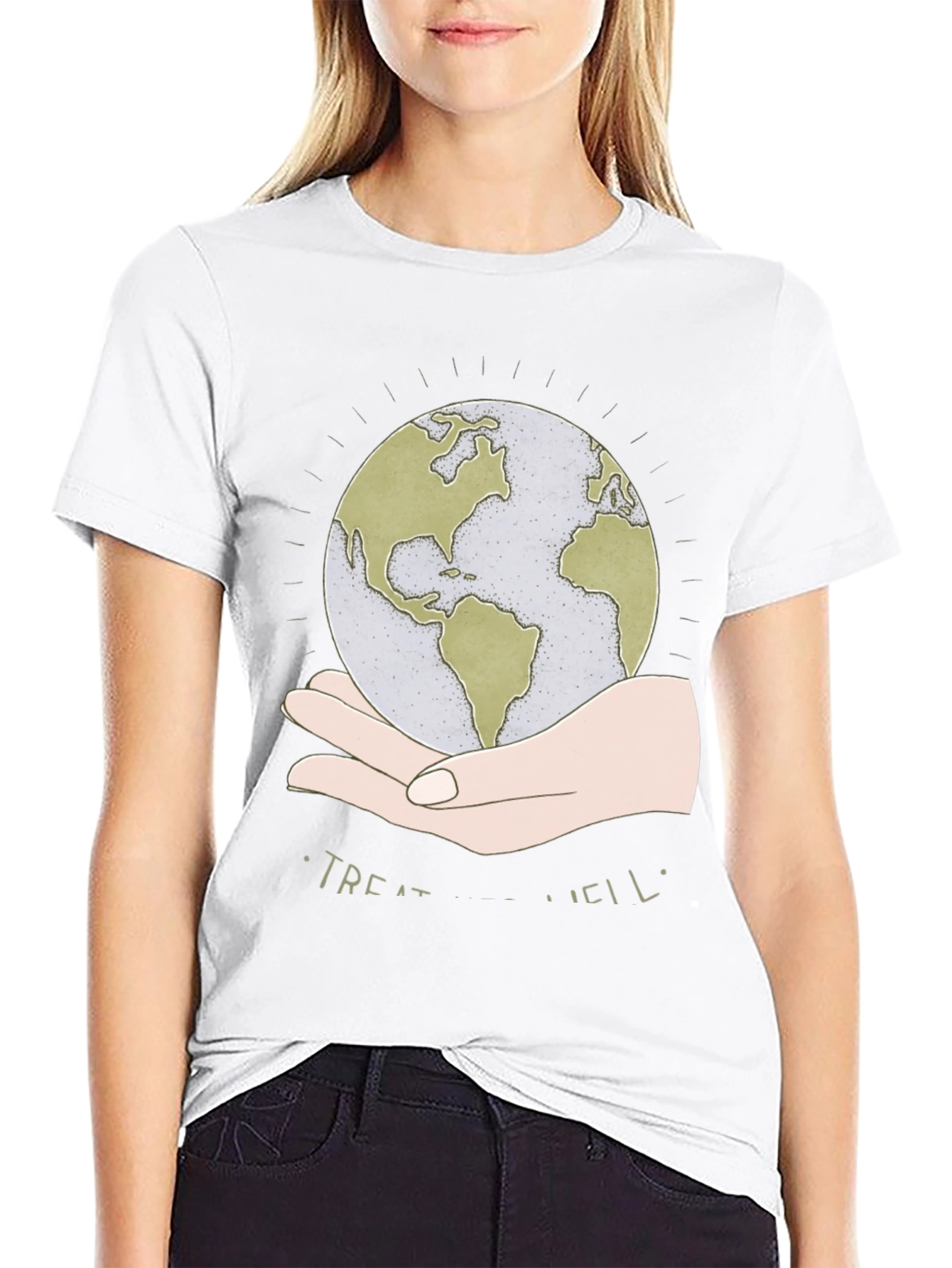 Treat Well Earth Graphic Tee - Black Cotton Blend