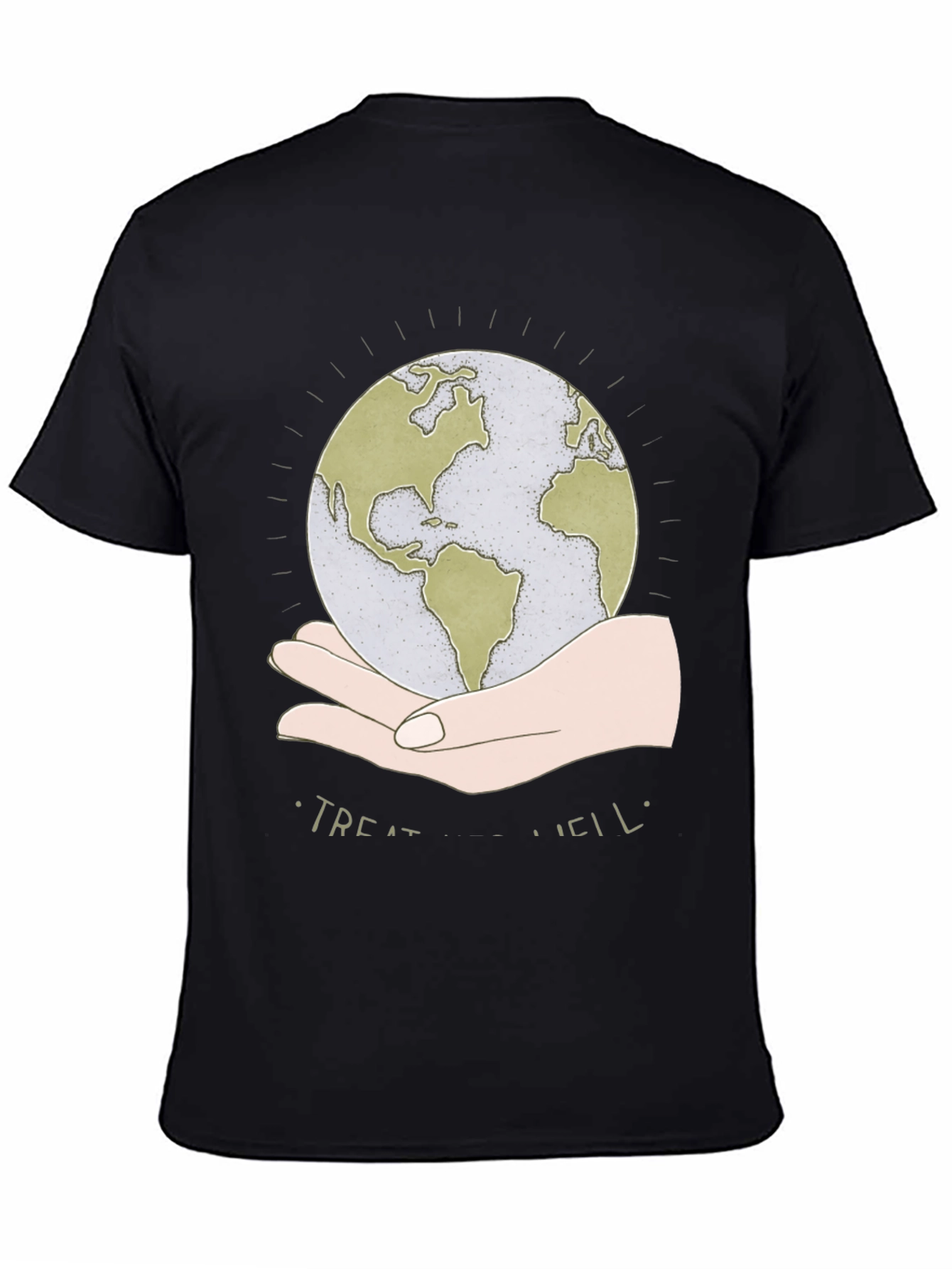 Treat Well Earth Graphic Tee - Black Cotton Blend