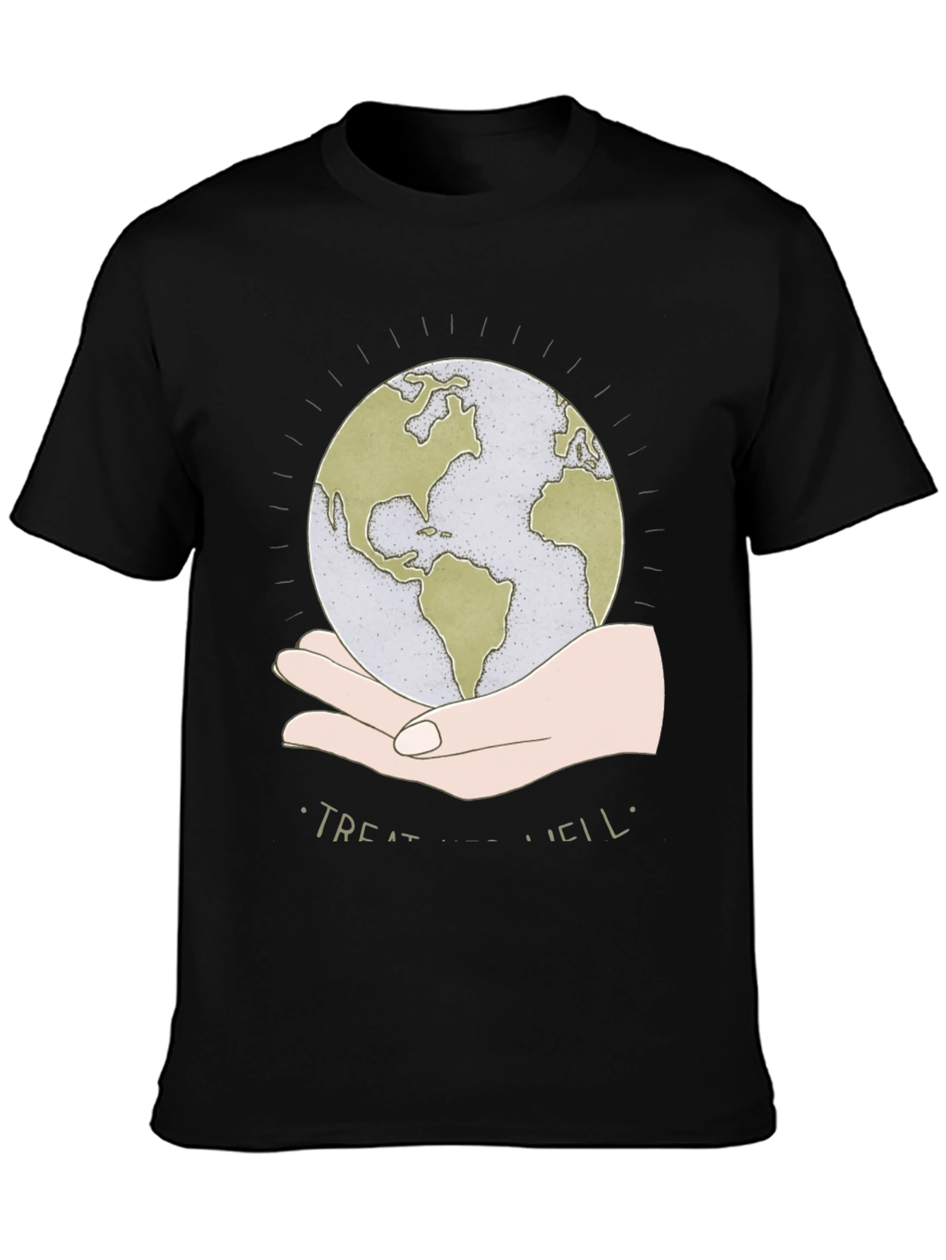 Treat Well Earth Graphic Tee - Black Cotton Blend