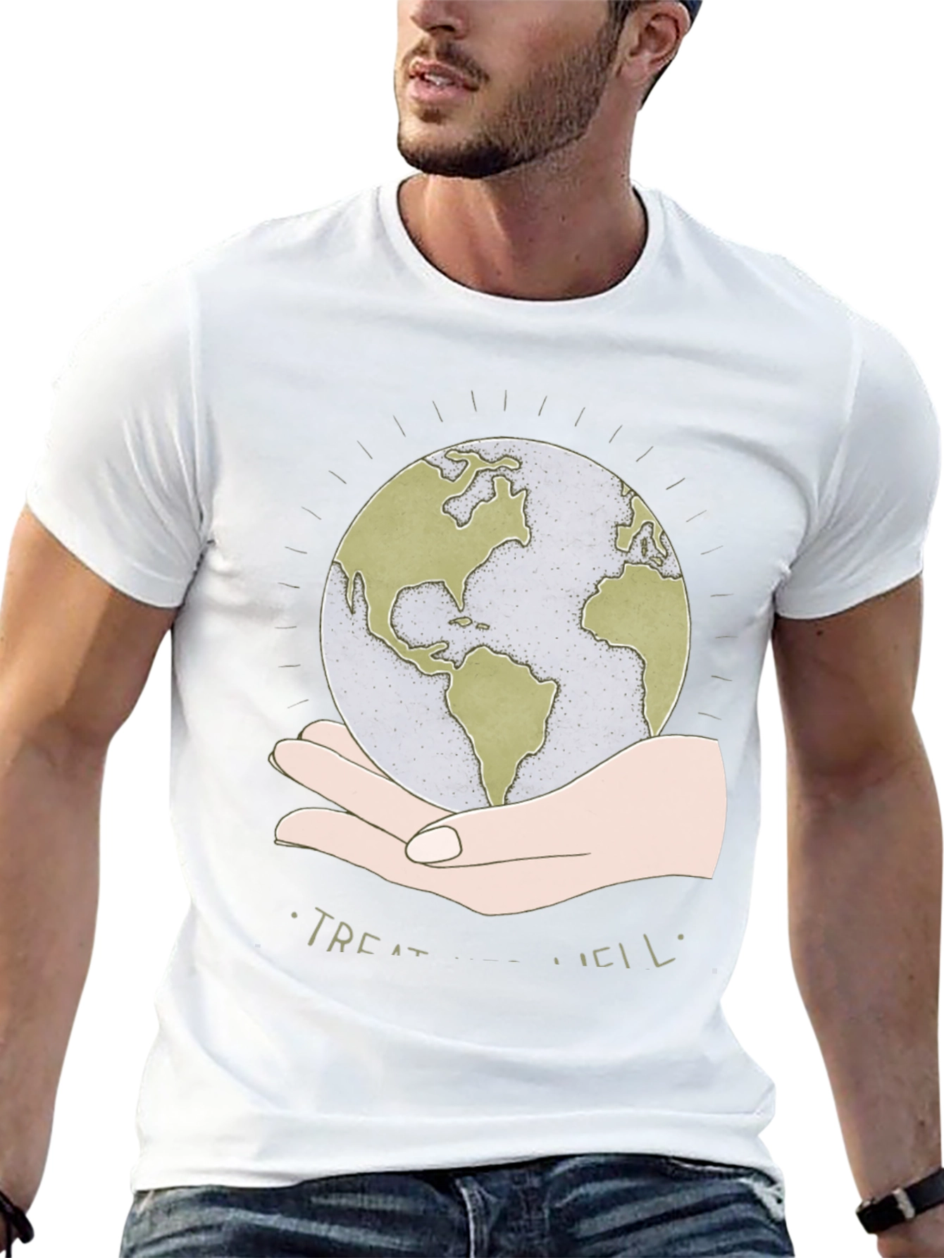 Treat Well Earth Graphic Tee - Black Cotton Blend