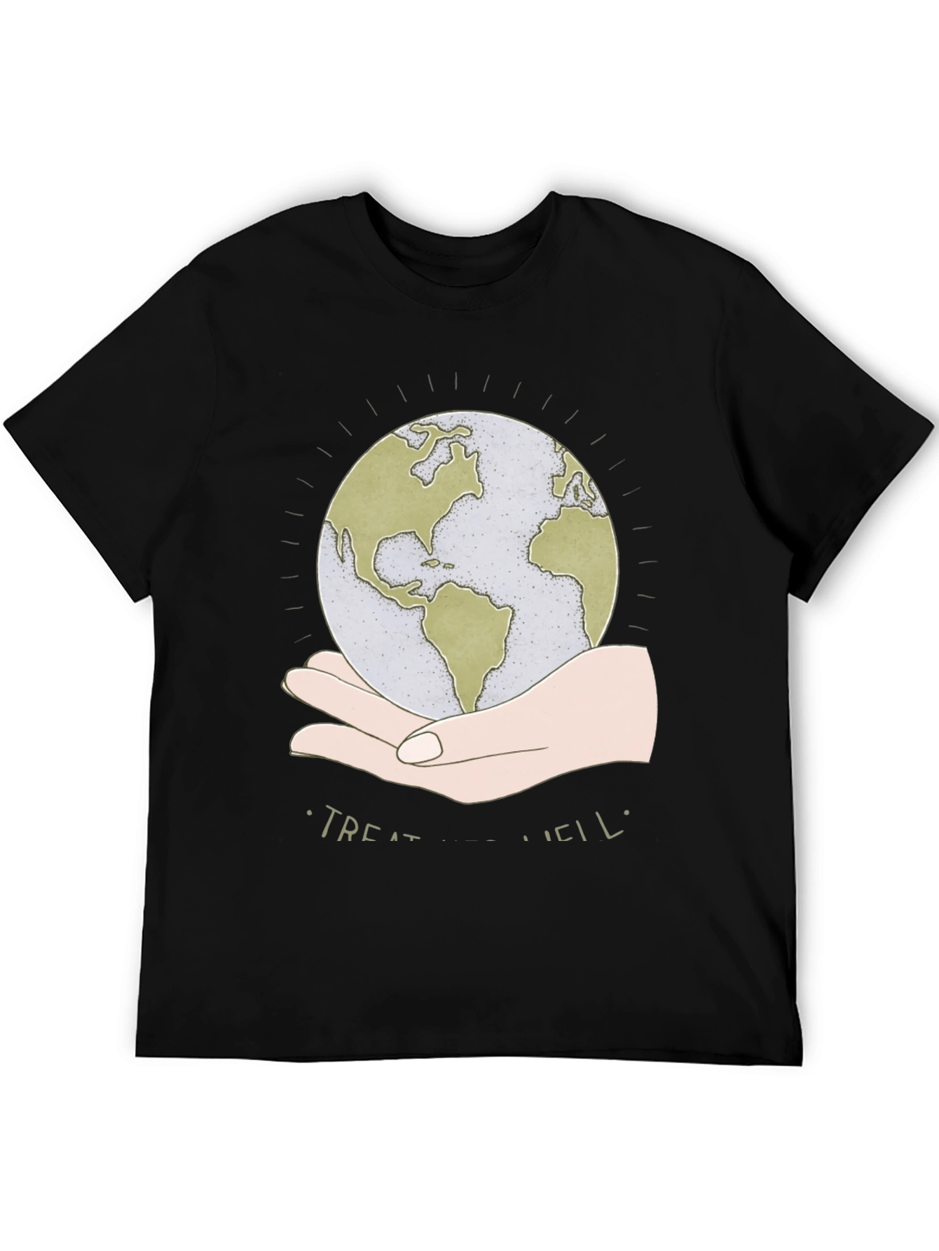 Treat Well Earth Graphic Tee - Black Cotton Blend