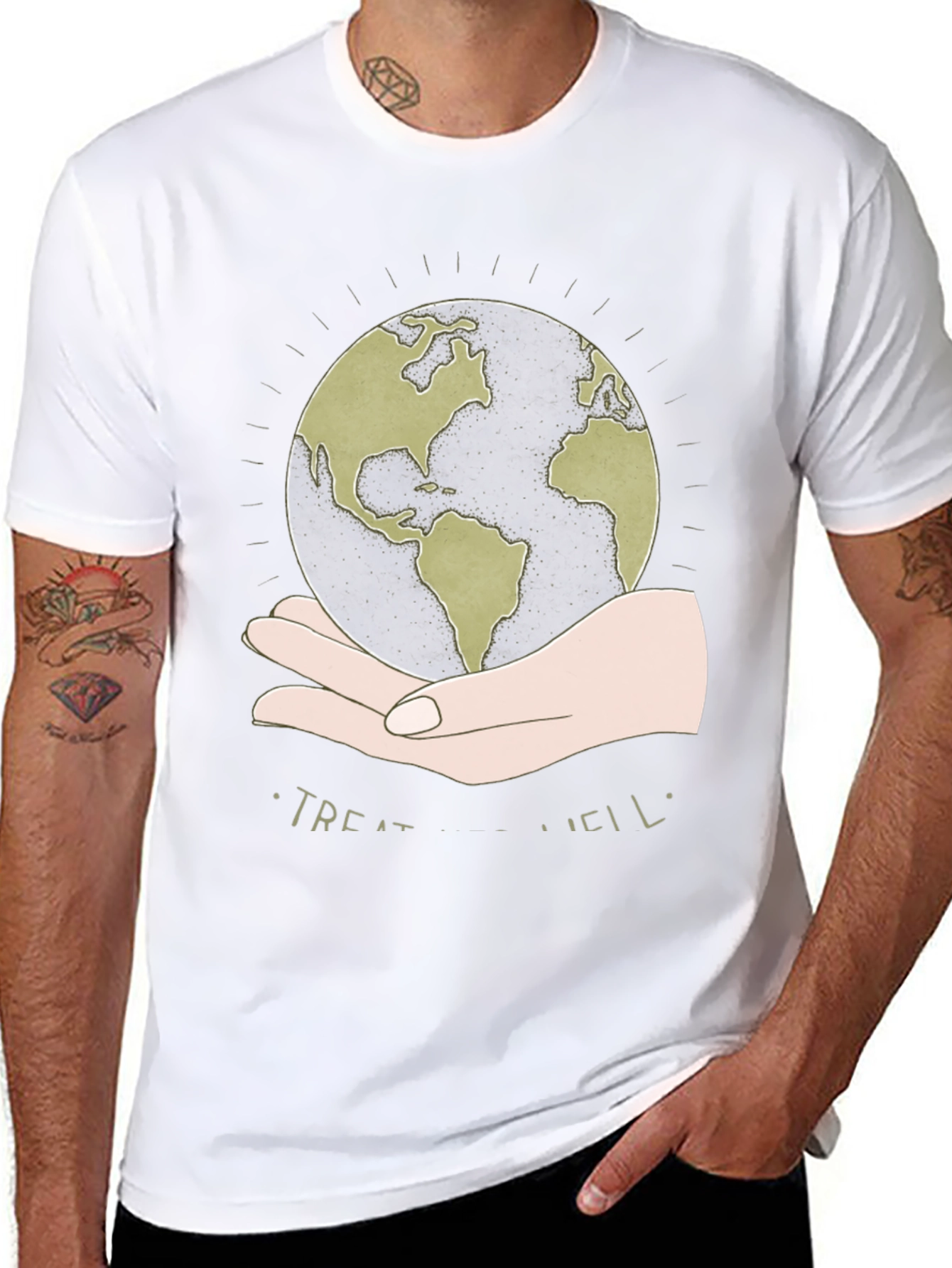 Treat Well Earth Graphic Tee - Black Cotton Blend