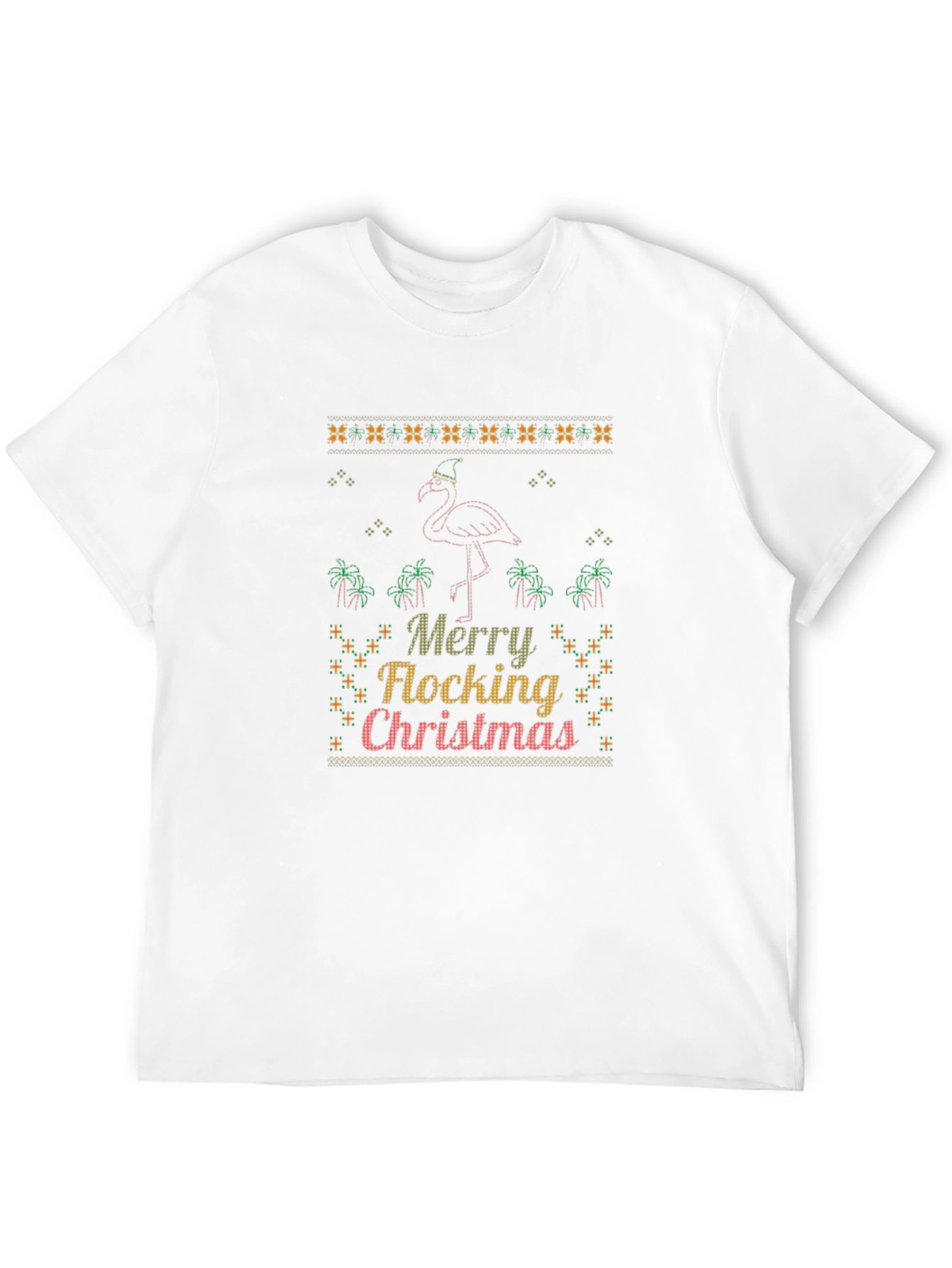 Merry Flocking Christmas Flamingo Graphic Tee