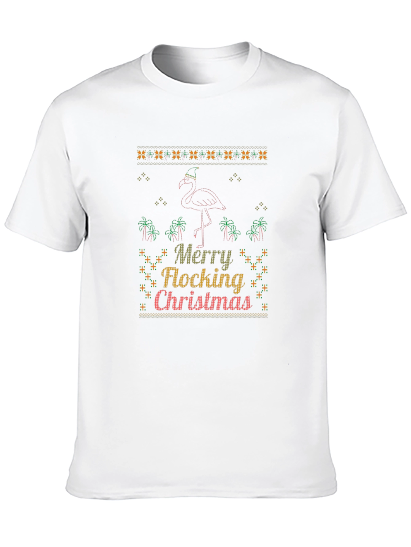 Merry Flocking Christmas Flamingo Graphic Tee