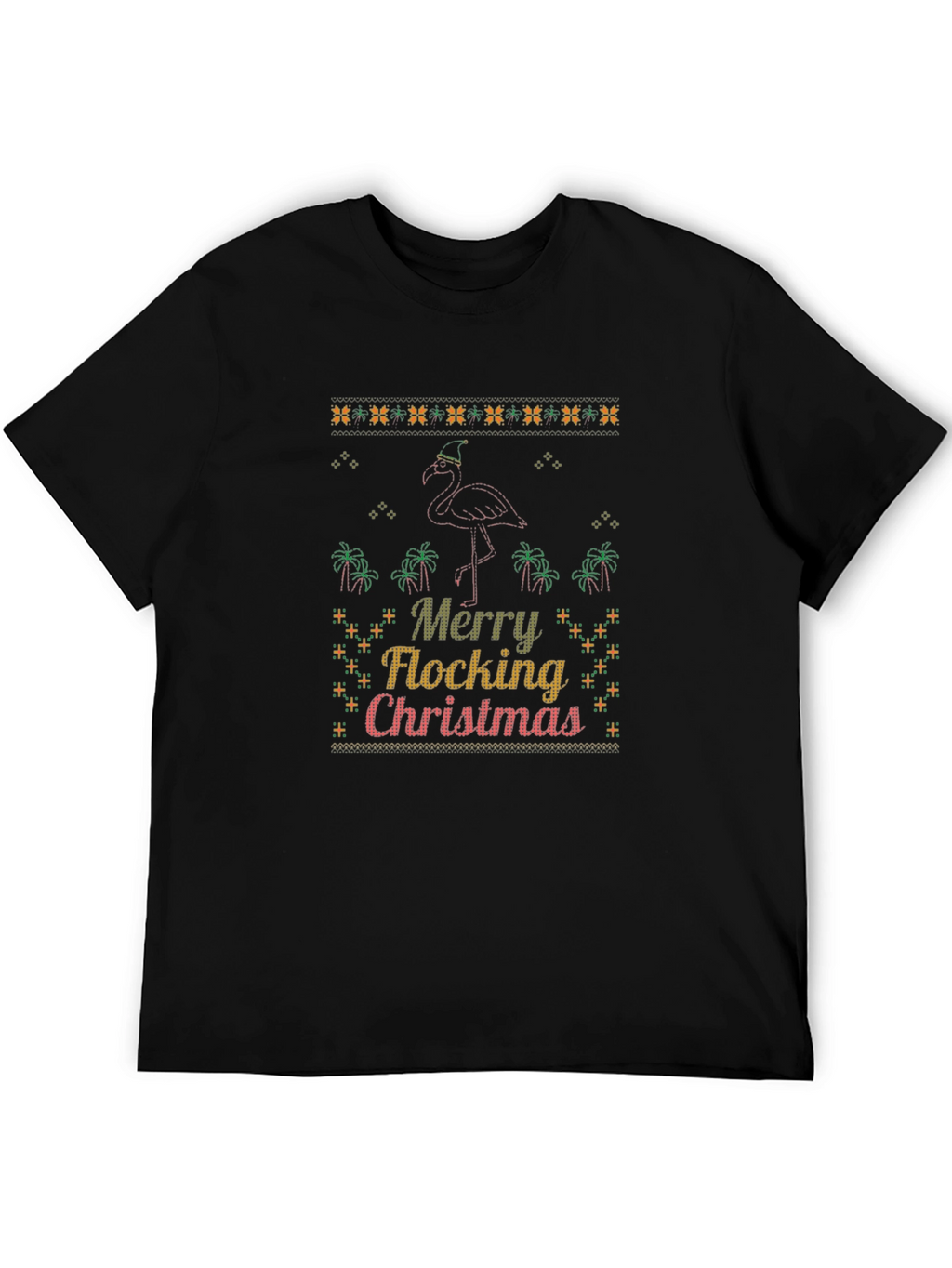 Merry Flocking Christmas Flamingo Graphic Tee