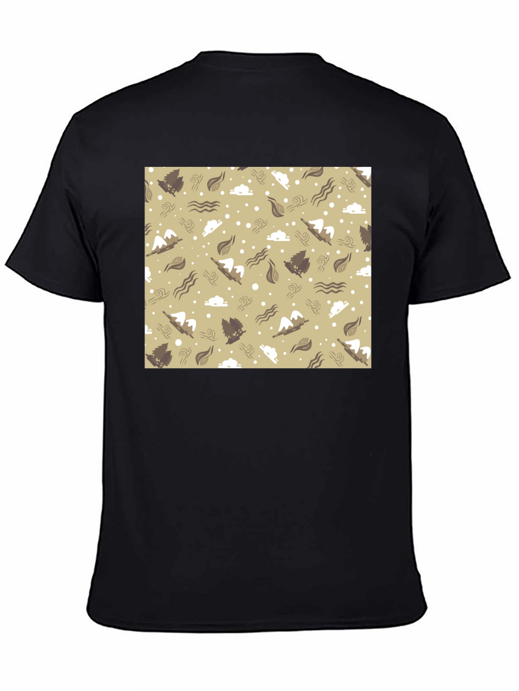 Patterned Graphic Tee - Black Casual T-Shirt