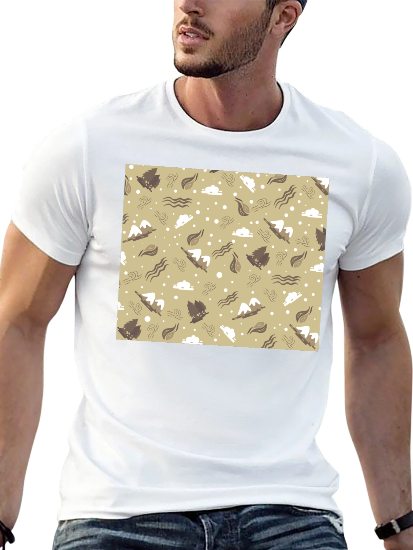 Patterned Graphic Tee - Black Casual T-Shirt
