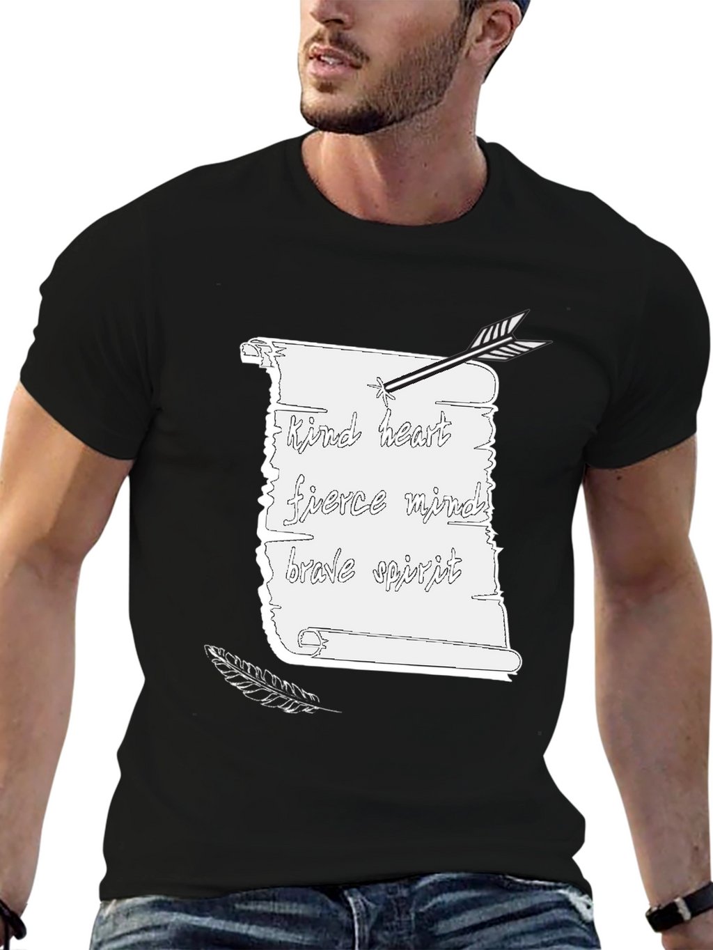 Kind Heart Tee - Arrow & Scroll Graphic Print