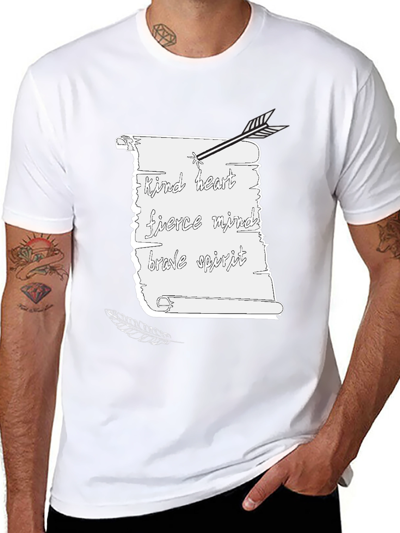 Kind Heart Tee - Arrow & Scroll Graphic Print