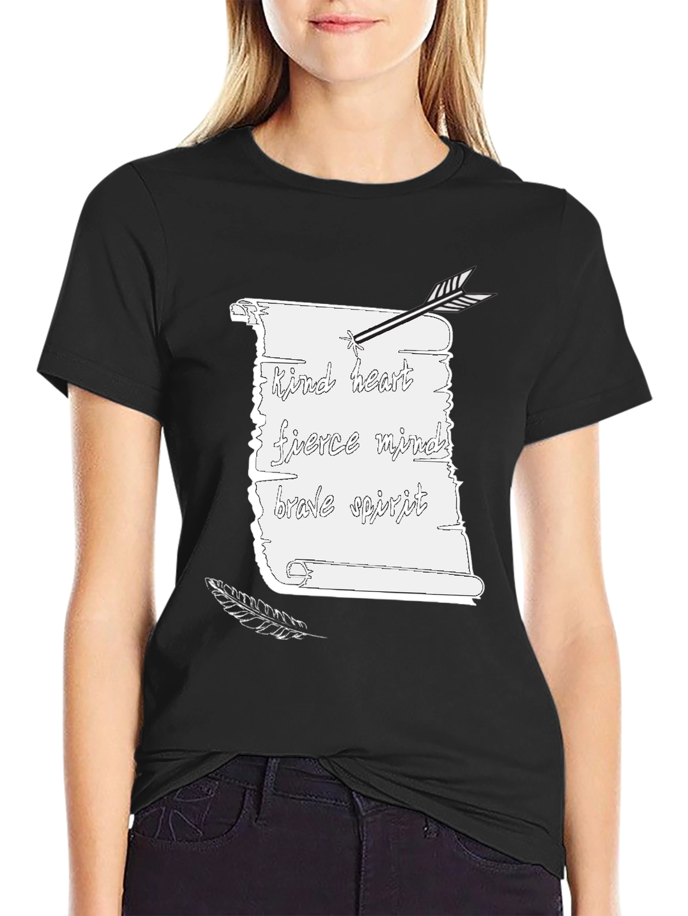 Kind Heart Tee - Arrow & Scroll Graphic Print