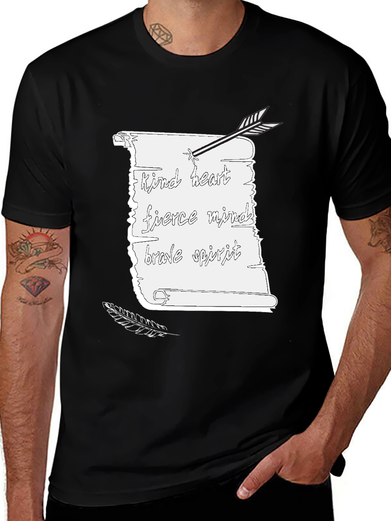 Kind Heart Tee - Arrow & Scroll Graphic Print