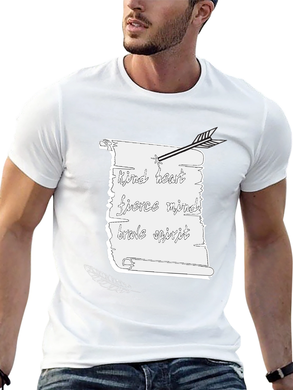Kind Heart Tee - Arrow & Scroll Graphic Print