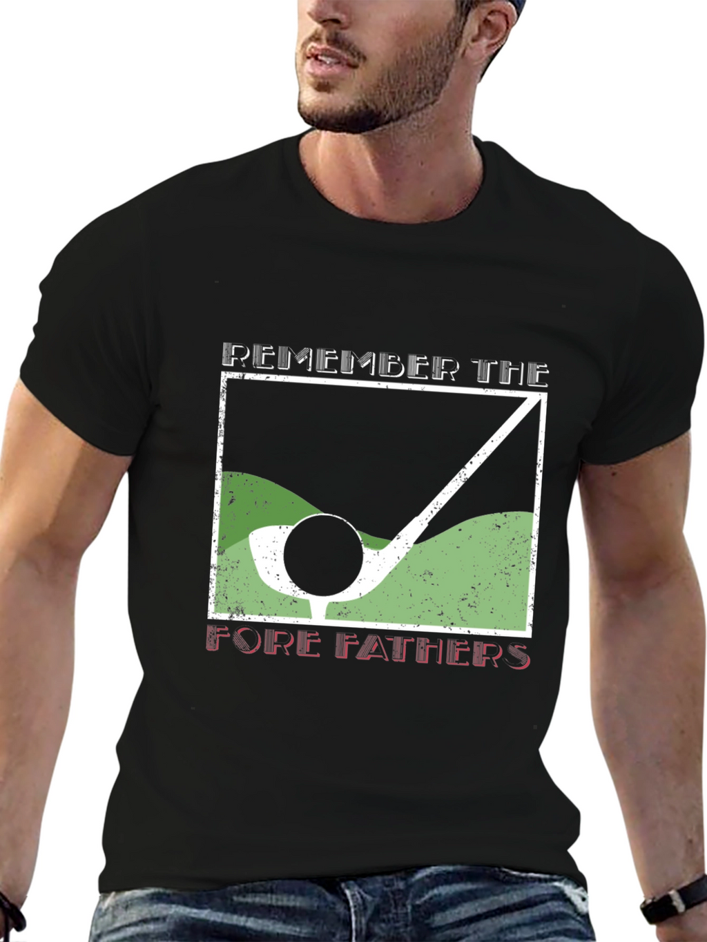 Golf Fore Fathers Black T-Shirt