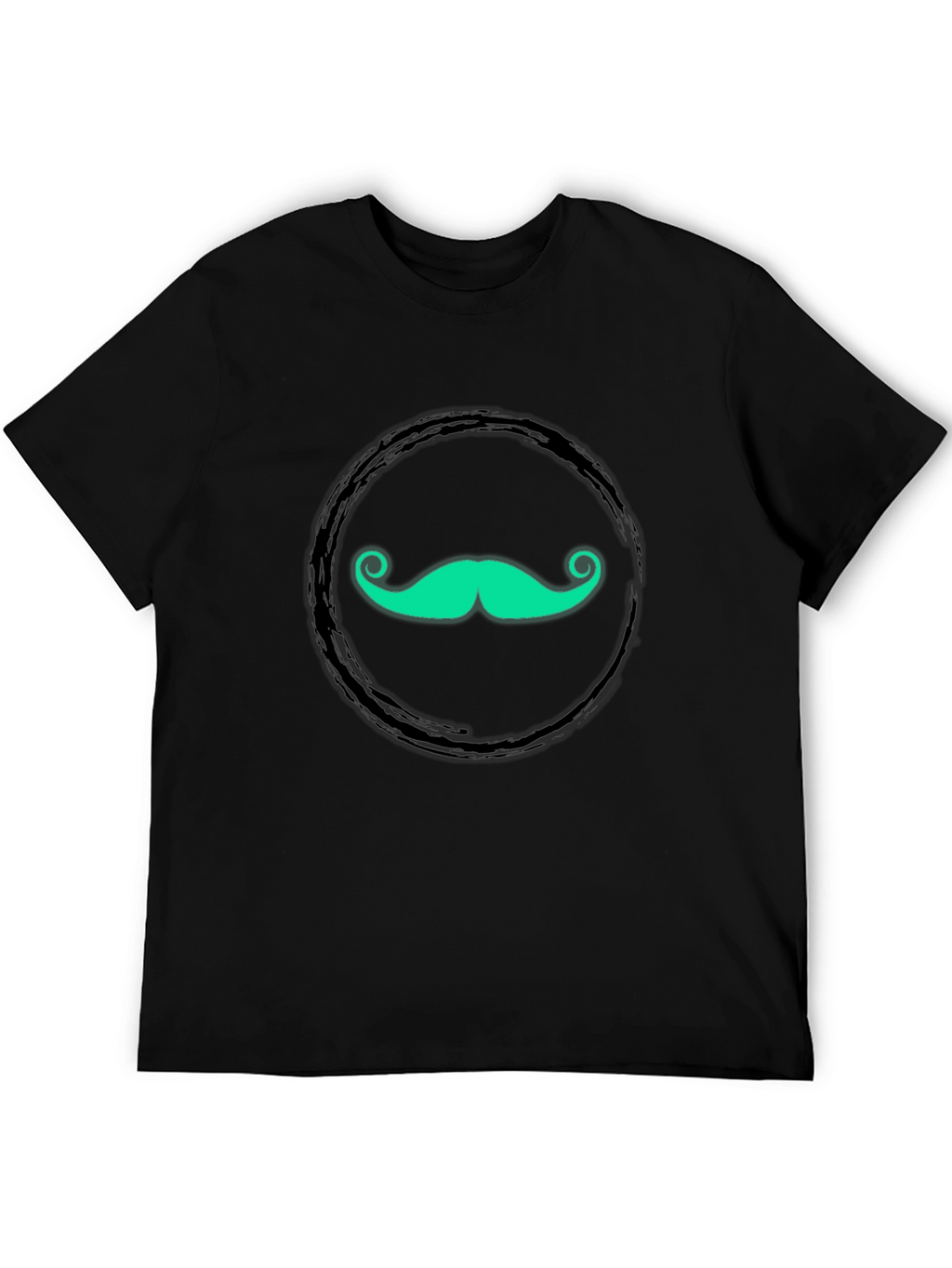 Funky Mustache Graphic Tee - Black Cotton T-Shirt