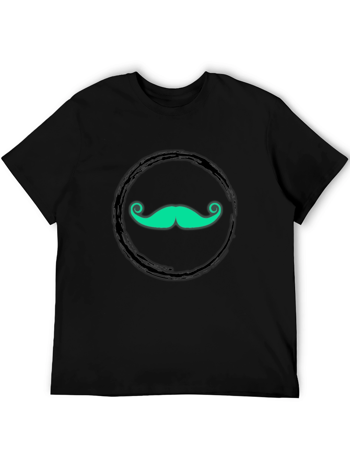 Funky Mustache Graphic Tee - Black Cotton T-Shirt