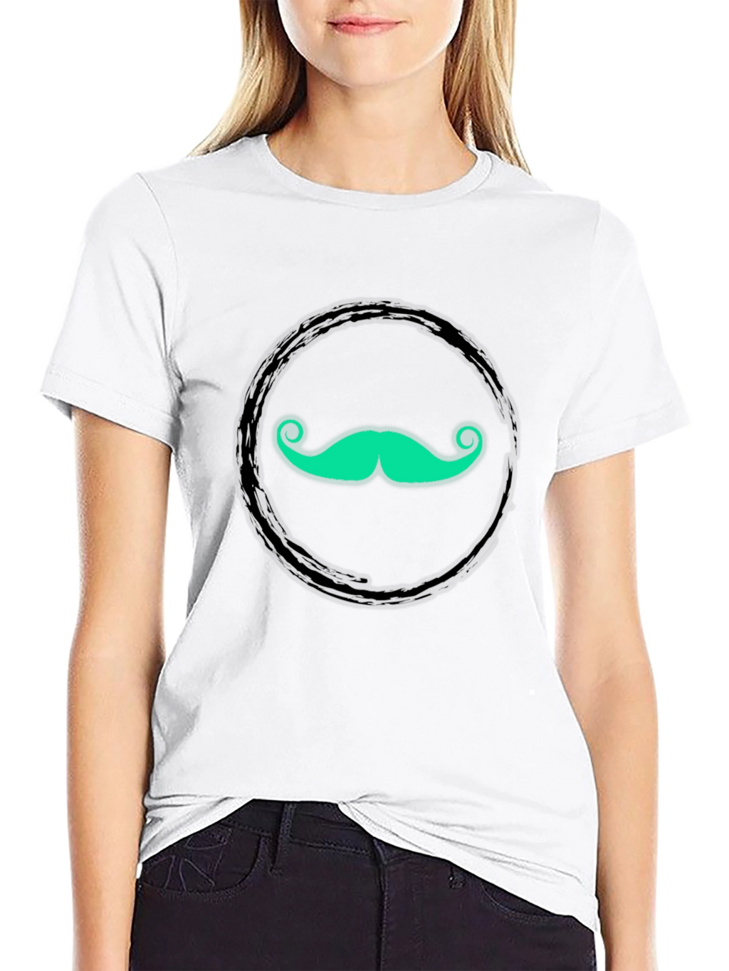 Funky Mustache Graphic Tee - Black Cotton T-Shirt