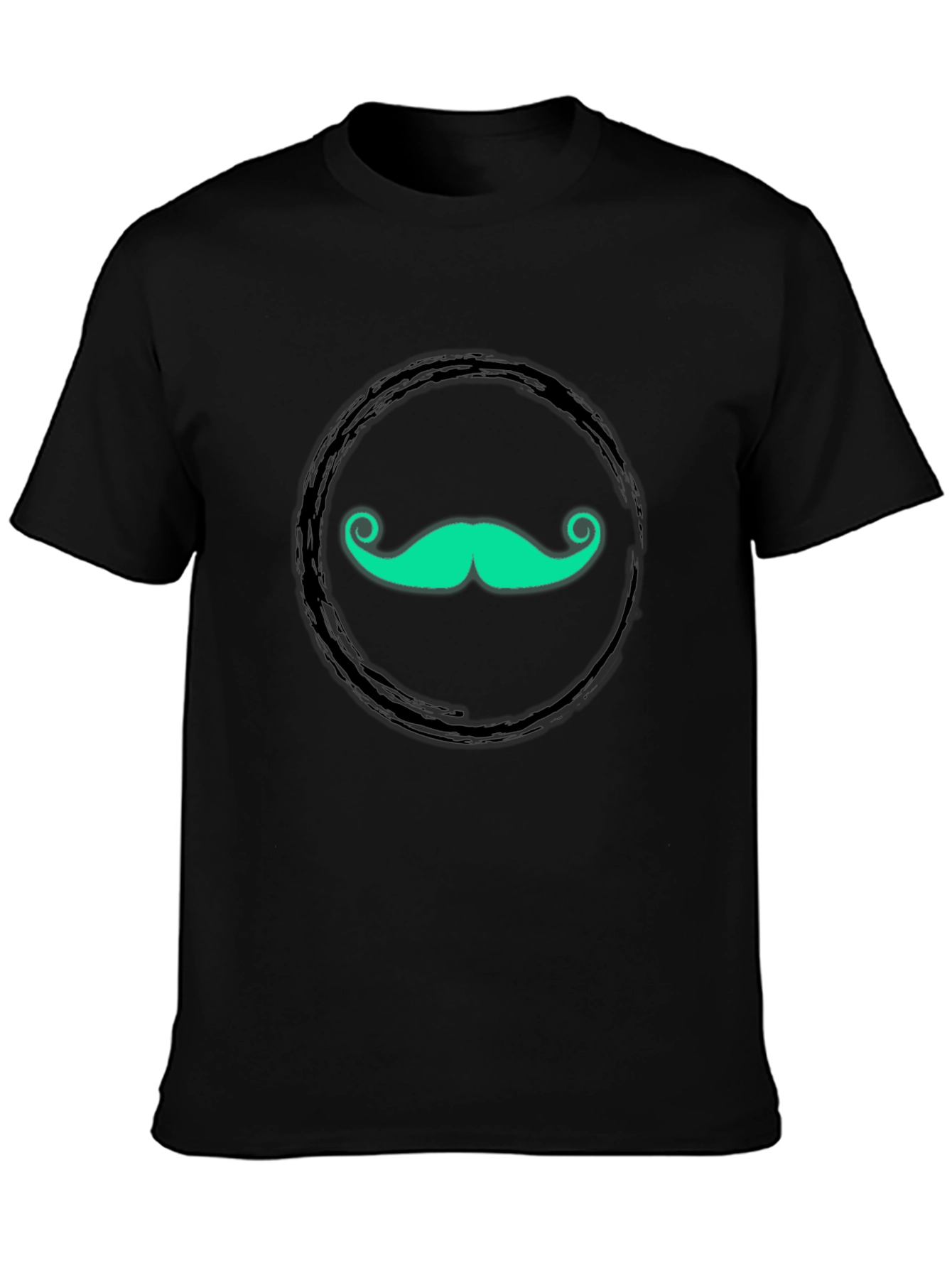 Funky Mustache Graphic Tee - Black Cotton T-Shirt