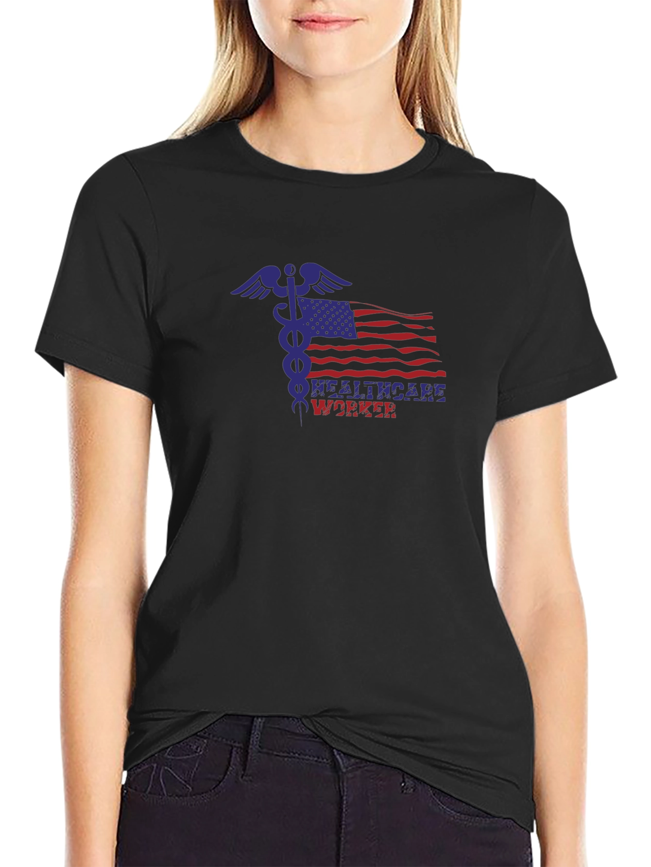 Healthcare Worker American Flag T-Shirt