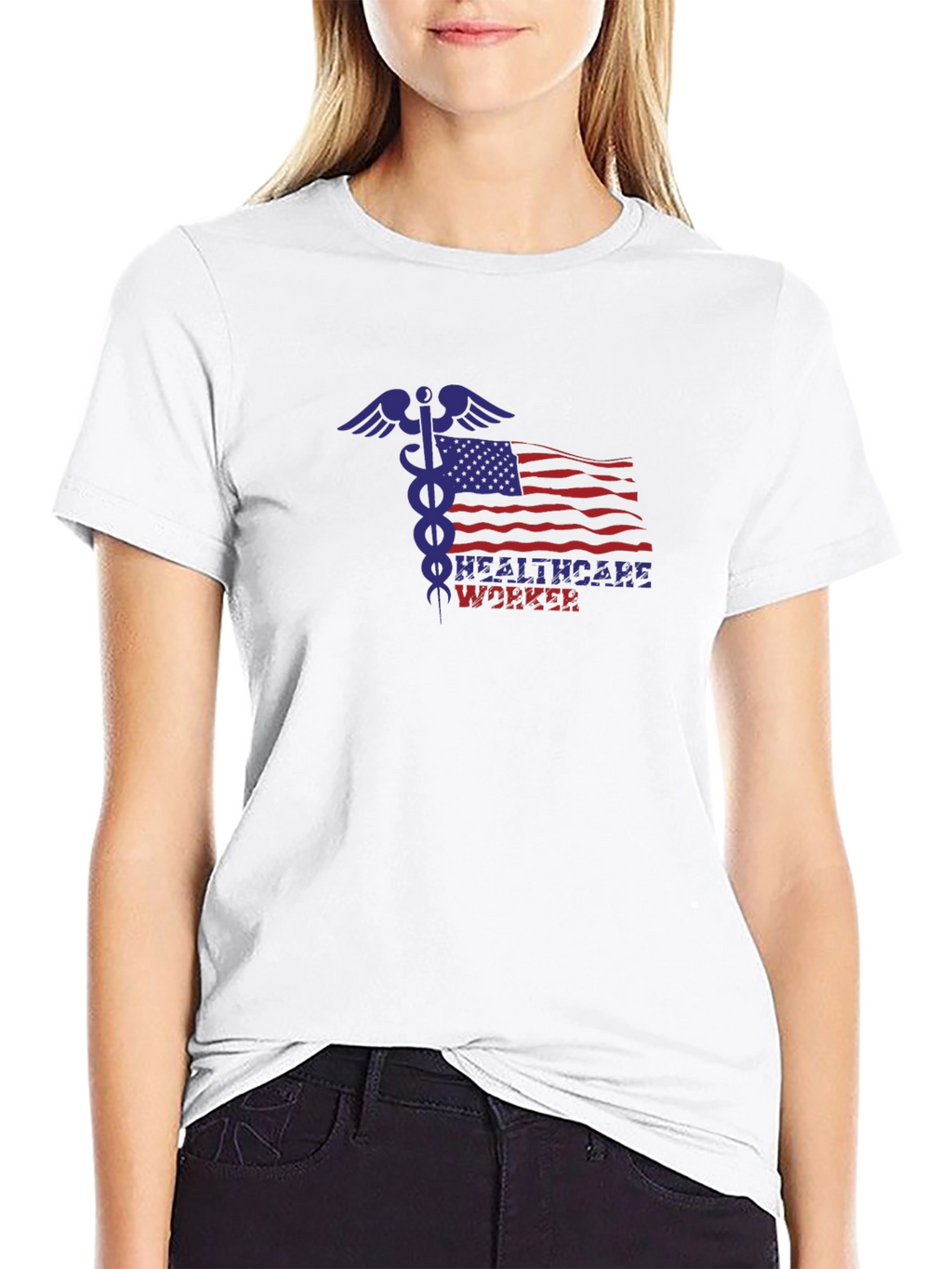 Healthcare Worker American Flag T-Shirt