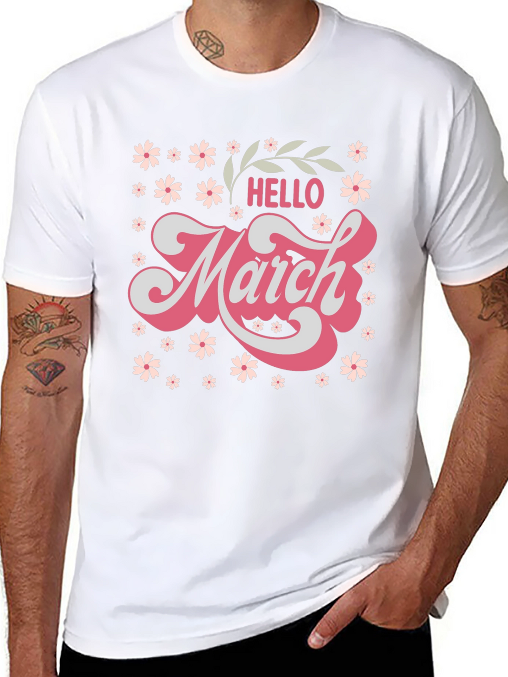 Hello March Floral T-Shirt - Cute Seasonal Tee